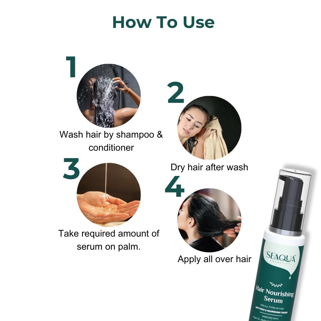 SEAQUA Hair Nourishing Serum - Sulfate & Paraben Free Hair Growth Treatment for All Hair Types (50ml) | Repair Damaged Hair & Boost Shine - Perfect for Daily Use & Styling