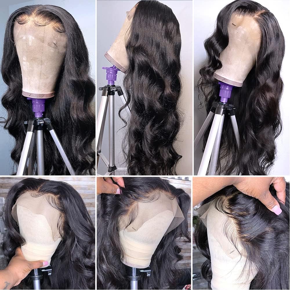 28 Inch Body Wave HD Lace Front Wigs Human Hair 180% Density 13x4 Lace Frontal Wig - Pre Plucked Glueless Human Hair Wig with Baby Hair for Women (Natural Black) | Perfect for Daily Wear, Cosplay & Special Occasions