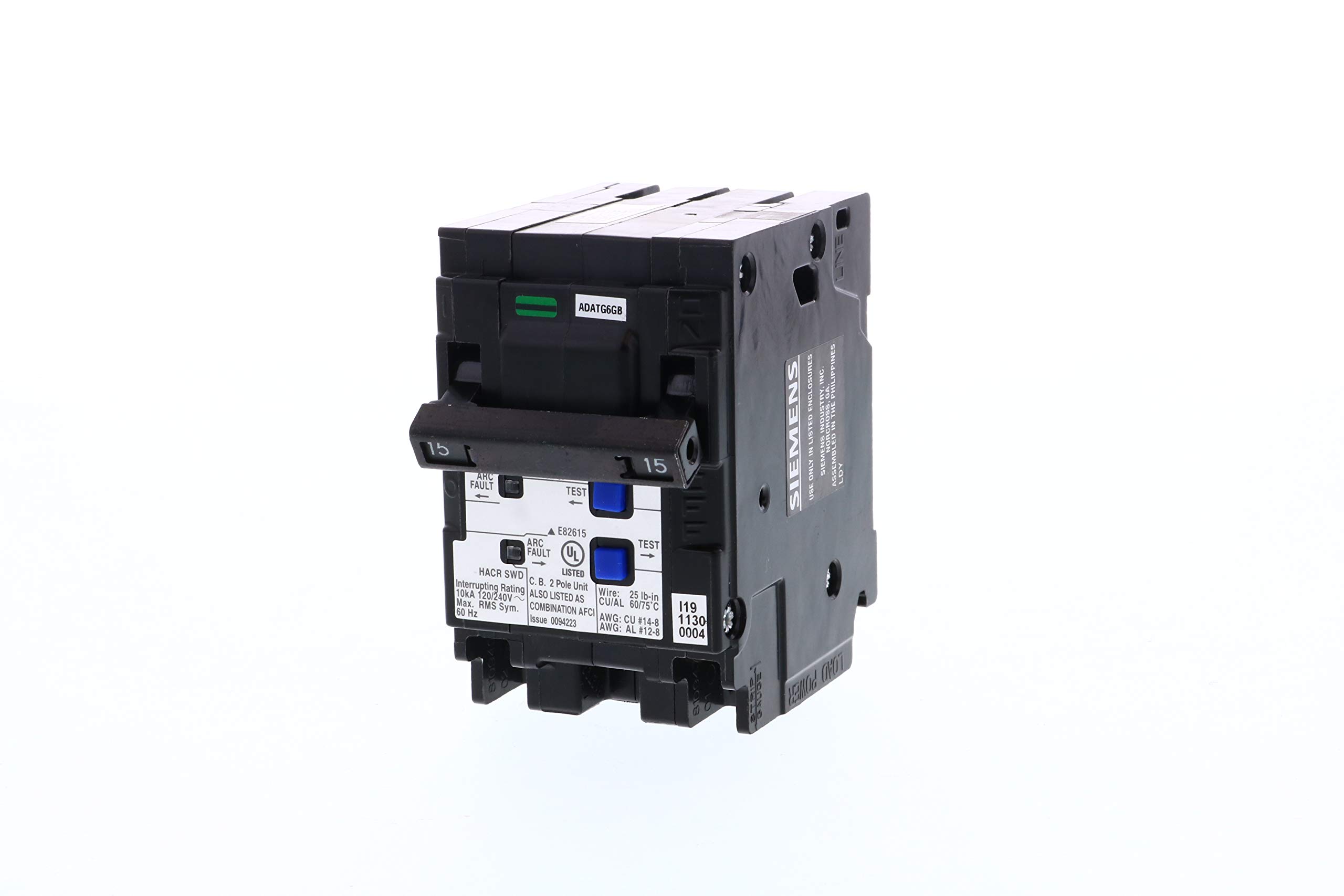 15 Amp 2-Pole AFCI Plug-On Neutral Circuit Breaker - Combination Type for Home Electrical Safety | Perfect for Bedrooms, Living Rooms & Kitchens