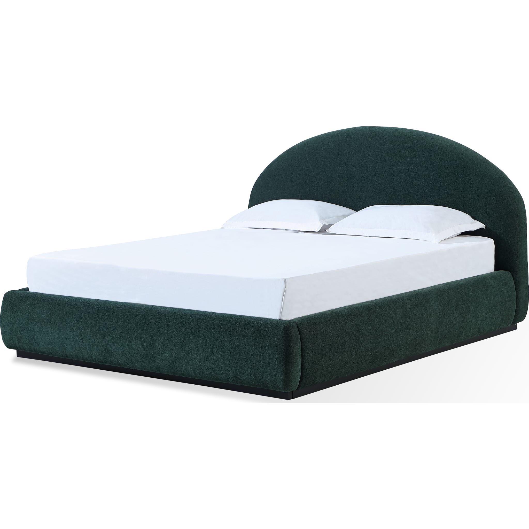 Luxury Emerald Chenille Upholstered Bed Frame - Queen Size, Soft Fabric Headboard, Modern Platform Bed with Wooden Slats (2026 Model) - Perfect for Master Bedroom, Guest Room & Cozy Apartment