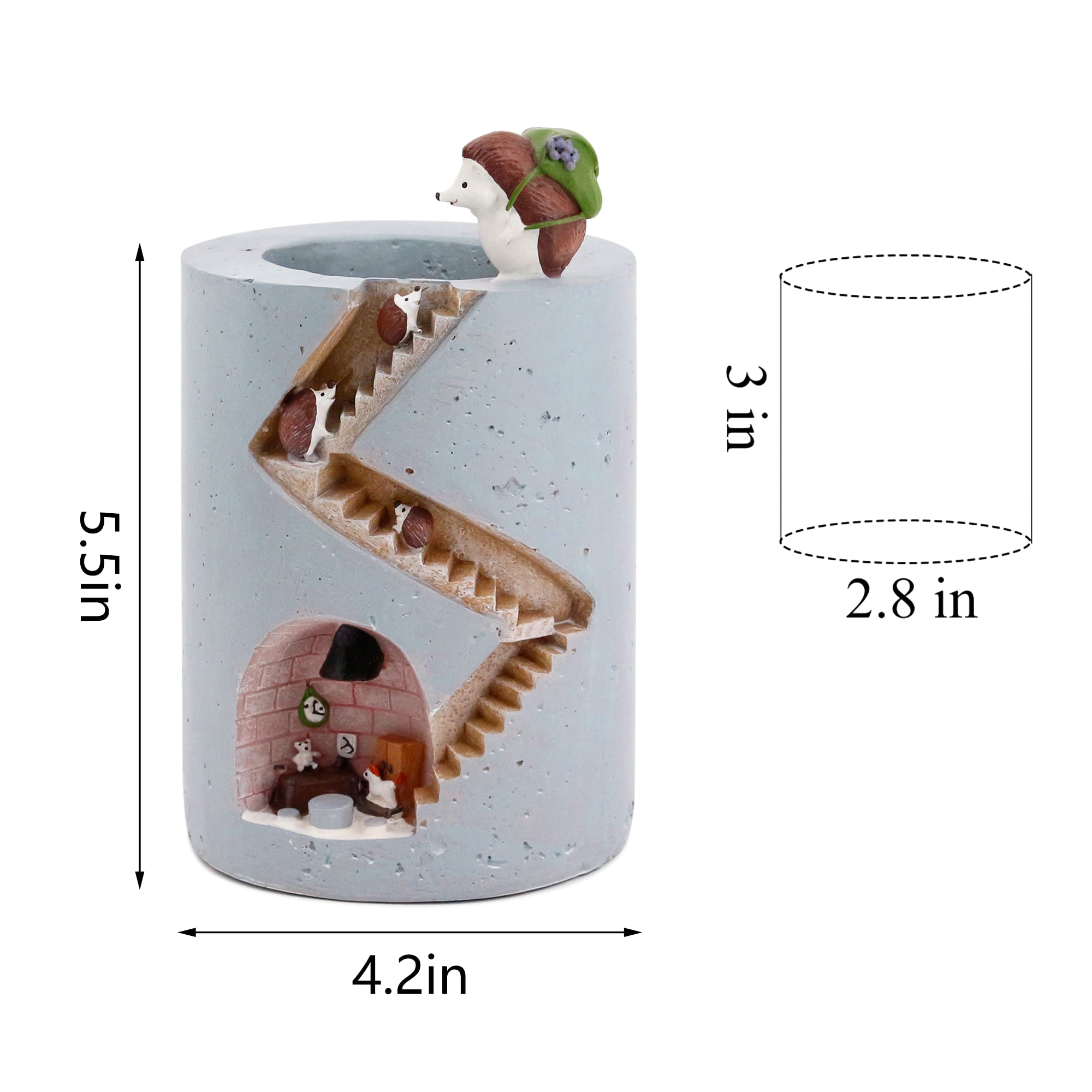Segreto Creative Hedgehog Resin Planter Pot - Cute Succulent, Flower & Cactus Vase - Indoor Home Decor for Gardening & Tabletop Display