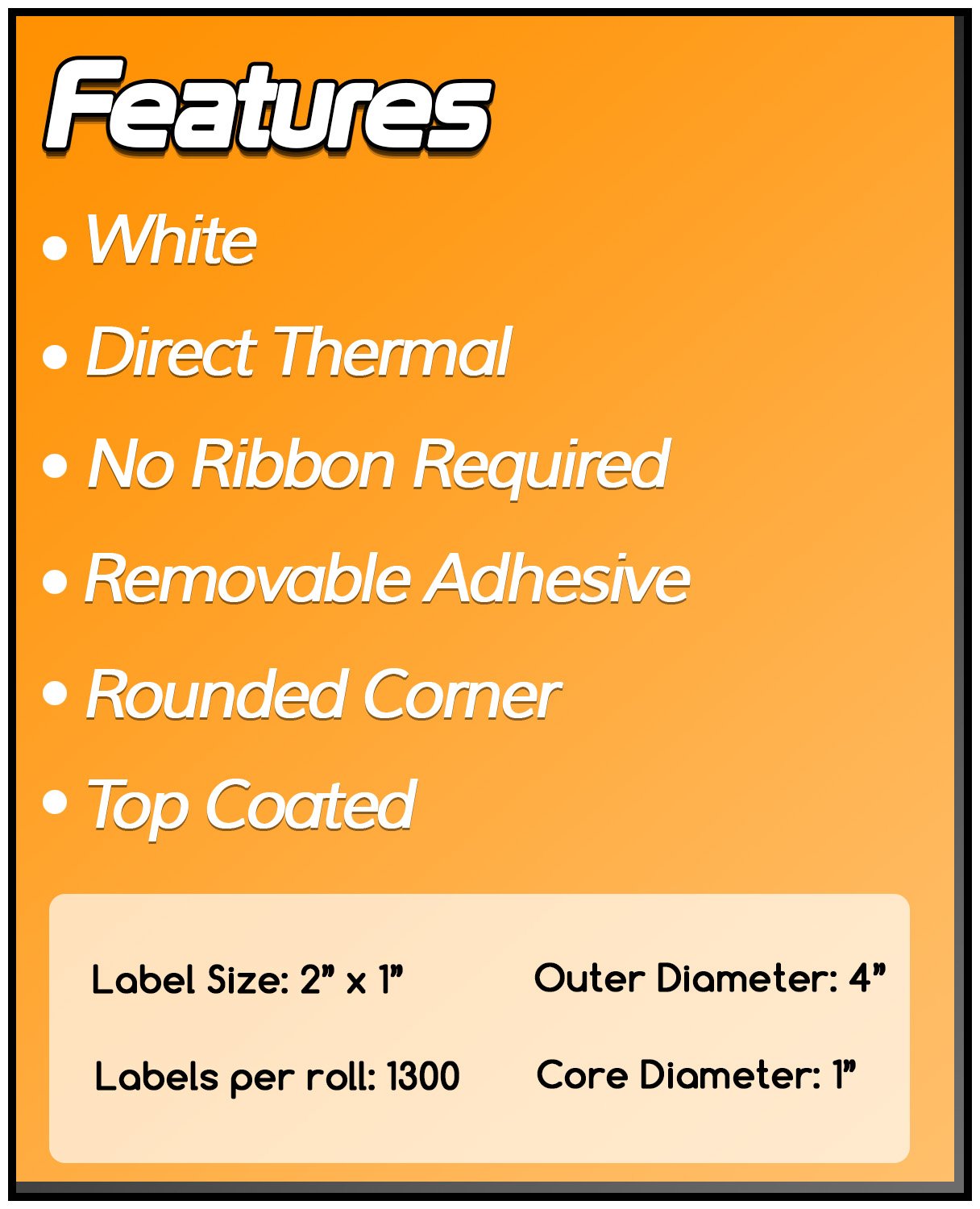 26000 Labels (20 Rolls, 1300 Labels/Roll) – 2