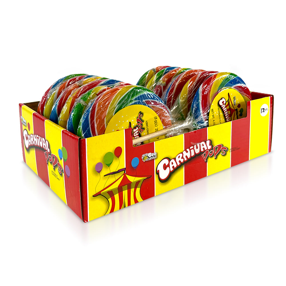 Bee Carnival Giant Pop - 12ct Box | Fun Party Favors & Bulk Candy for Birthday, Halloween, and Carnival Events