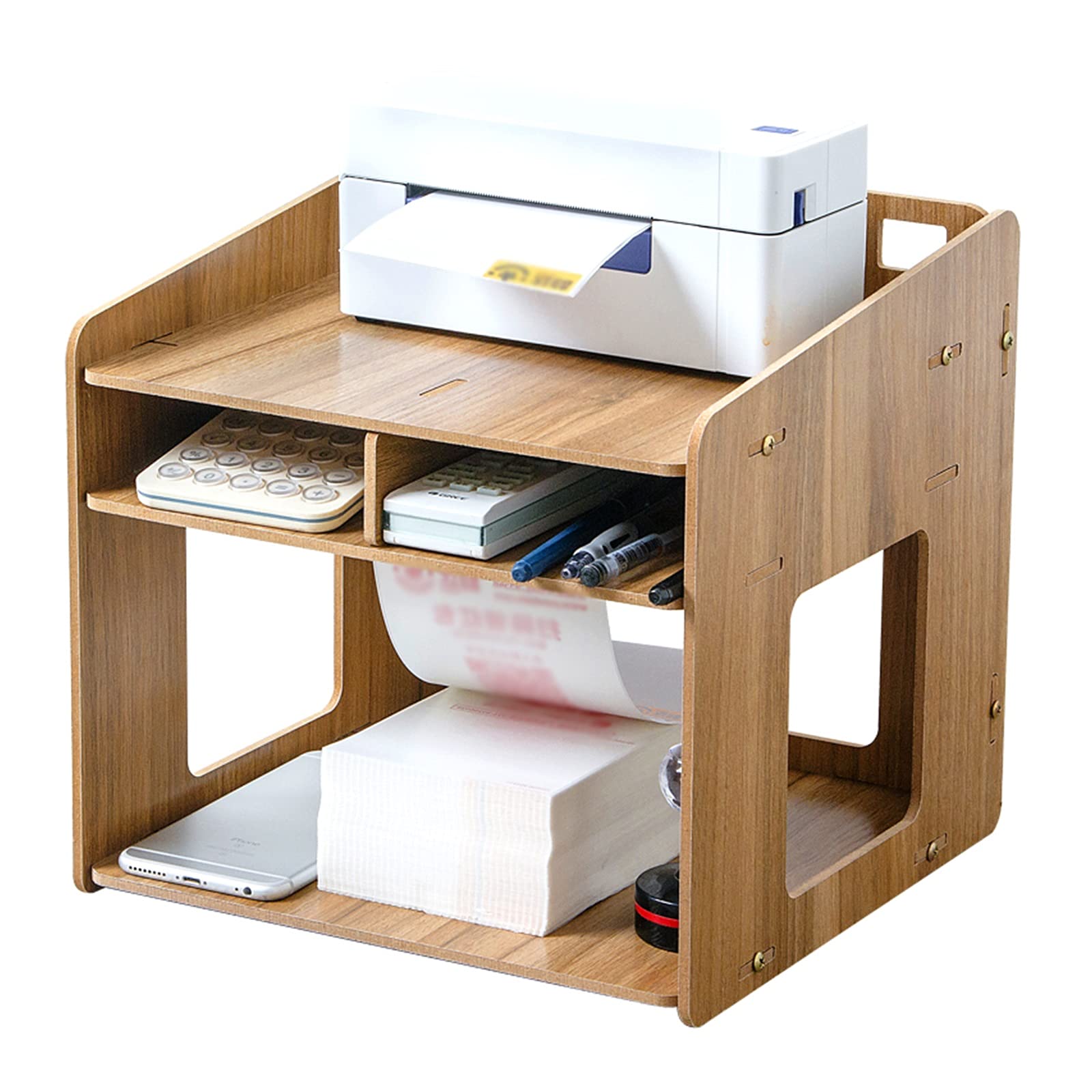 Wooden Printer Stand with Storage - 2 Tier Desktop Organizer for Printer, Files, Pens & Papers | Home Office Workspace Shelf | Perfect for Small Spaces & Clutter-Free Desks