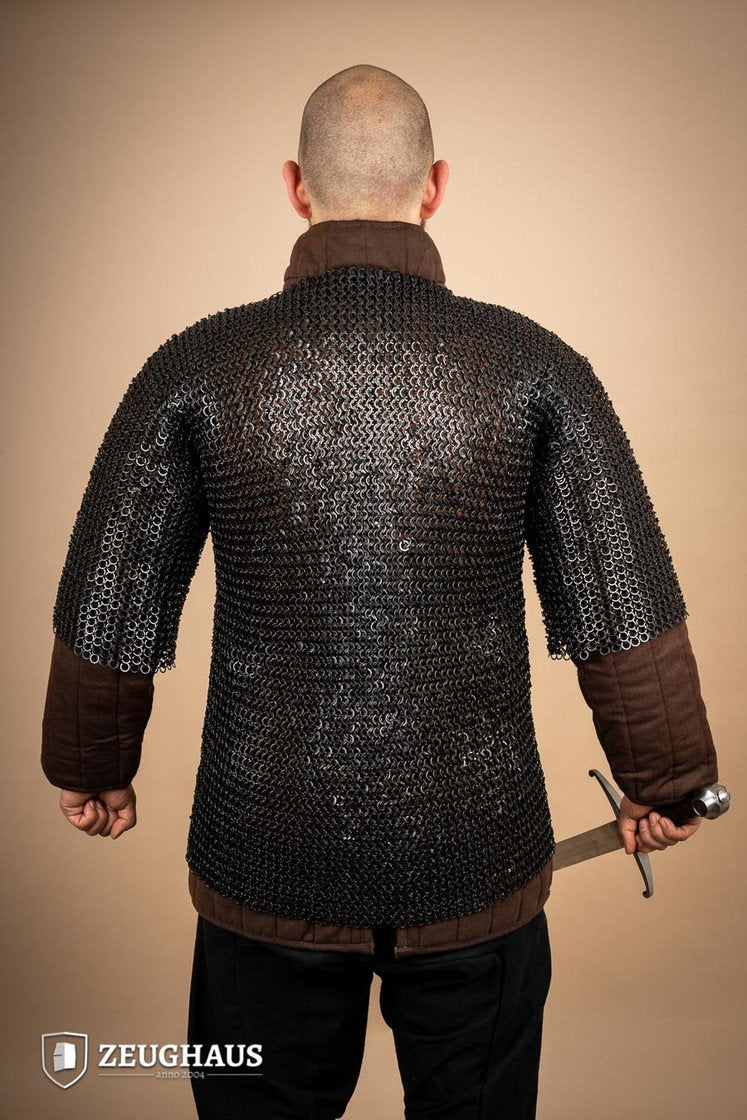 Chainmail Haubergeon Flat Ring Riveted 9mm Burnished Medieval Armor for LARP, Cosplay & Renaissance Fairs