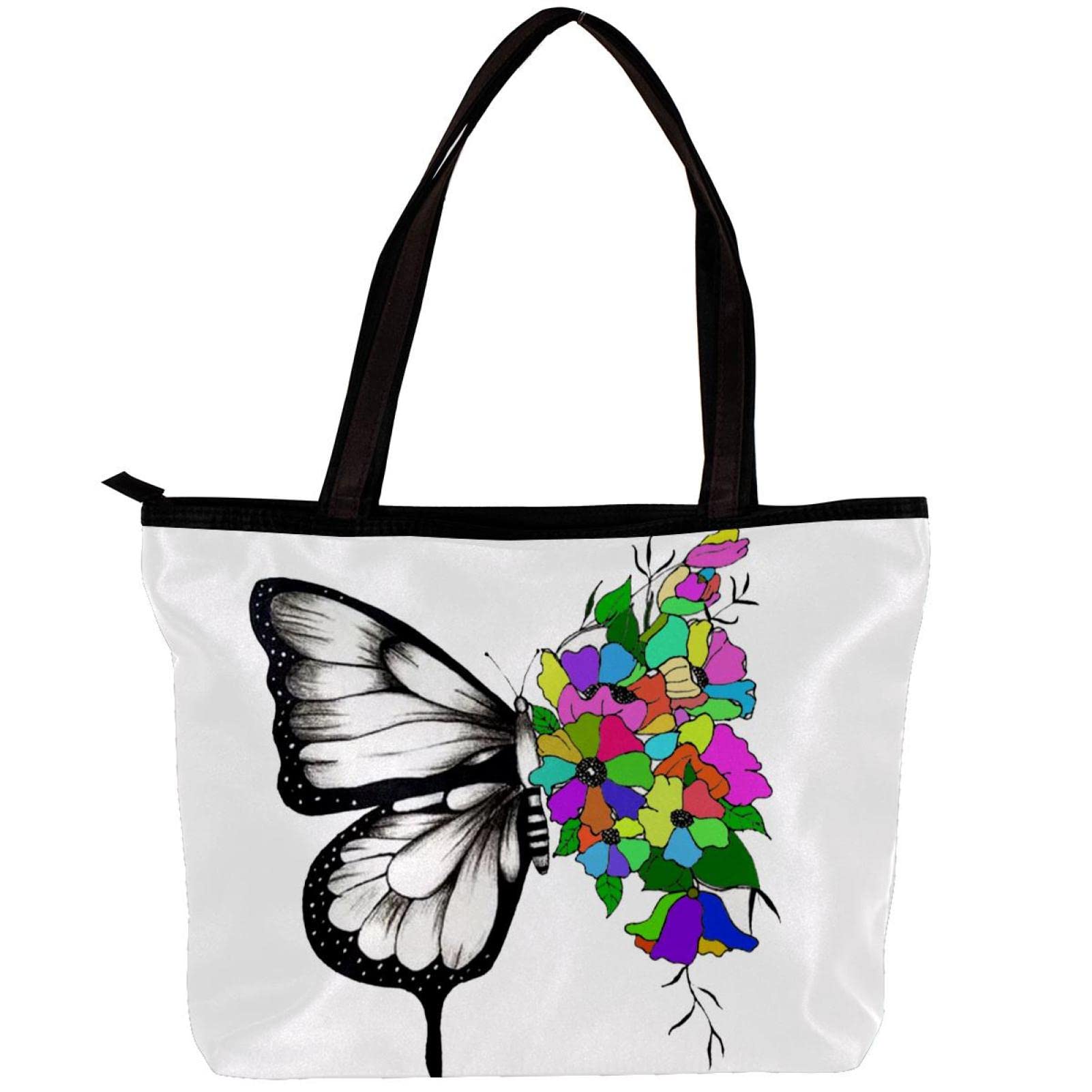 Stylish Butterfly Print Tote Bag for Women - Lightweight Shoulder Bag with Inner Pouch | Perfect for Work, Travel & Shopping