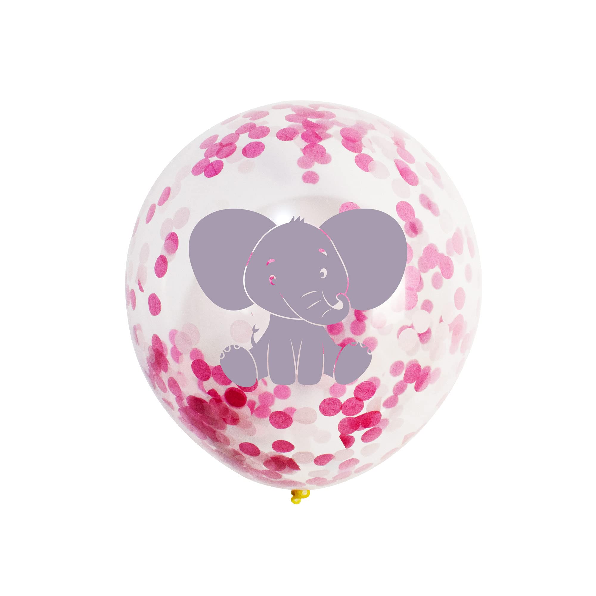 Pink Elephant Confetti Latex Balloons 16-Pack - 12 Inch Baby Shower Decorations, Birthday Party Supplies for Girls - Perfect for Baby Showers, Birthday Parties, and Gender Reveal Celebrations