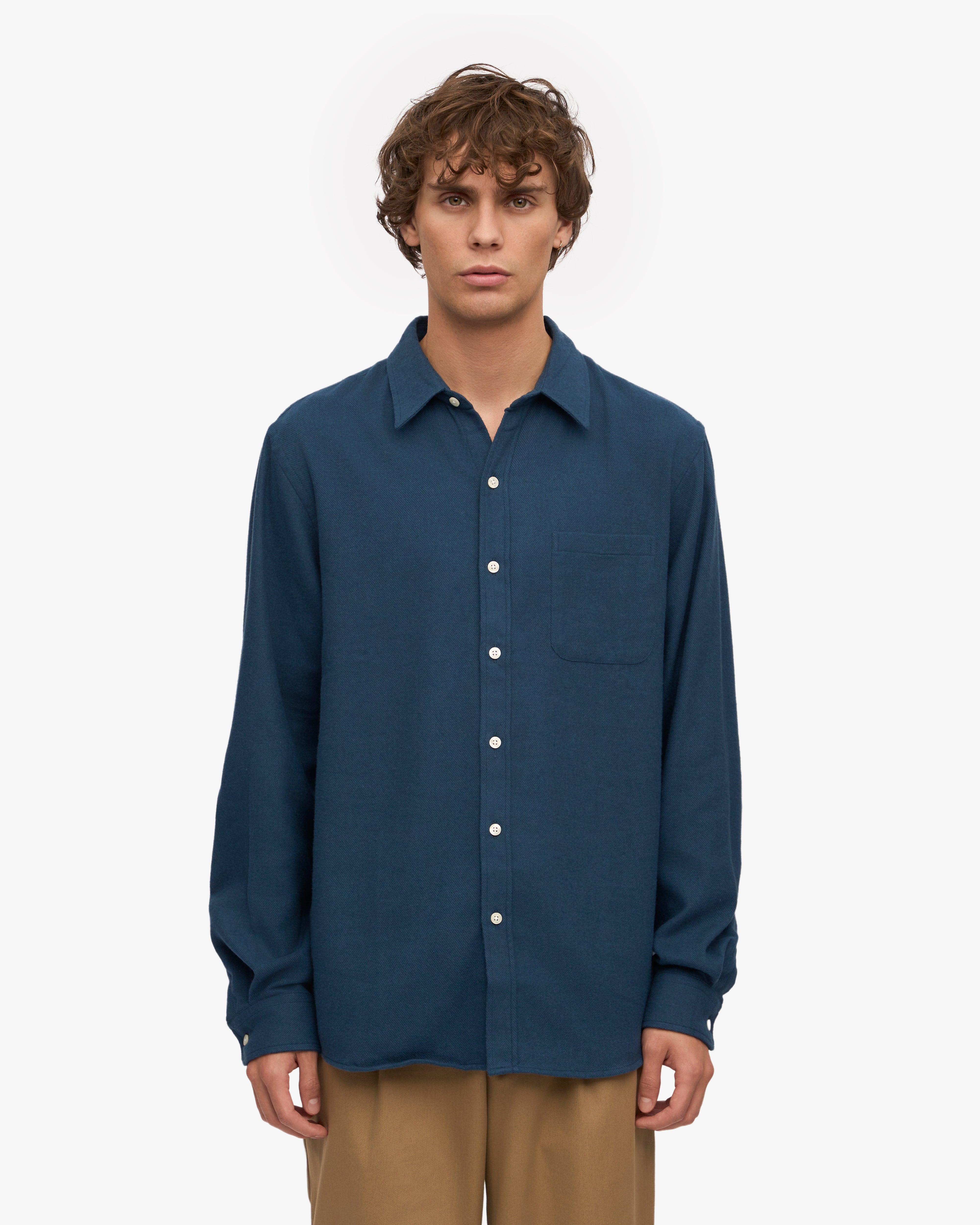 Premium Organic Cotton Flannel Shirt for Men - Soft Petrol Blue Plaid Button-Up - Perfect for Casual Wear, Outdoor Adventures & Cozy Fall Fashion
