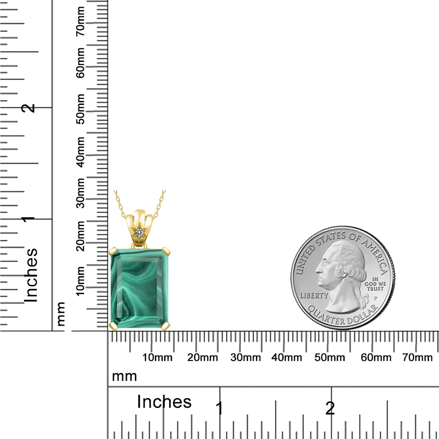 18K Yellow Gold Plated Silver Emerald Cut Gemstone & Diamond Pendant Necklace - 18X13MM Birthstone Center Stone with 1.8MM Round Accents | Fine Jewelry Gift for Women, Wife, Mom | 18 Inch Chain | Perfect for Anniversaries, Birthdays & Special Occasions