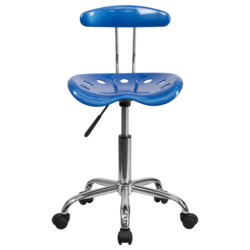 FLASH Elliott Vibrant Bright Blue & Chrome Swivel Task Office Chair with Tractor Seat - Ergonomic Desk Chair for Home Office, Gaming & Workspace Comfort