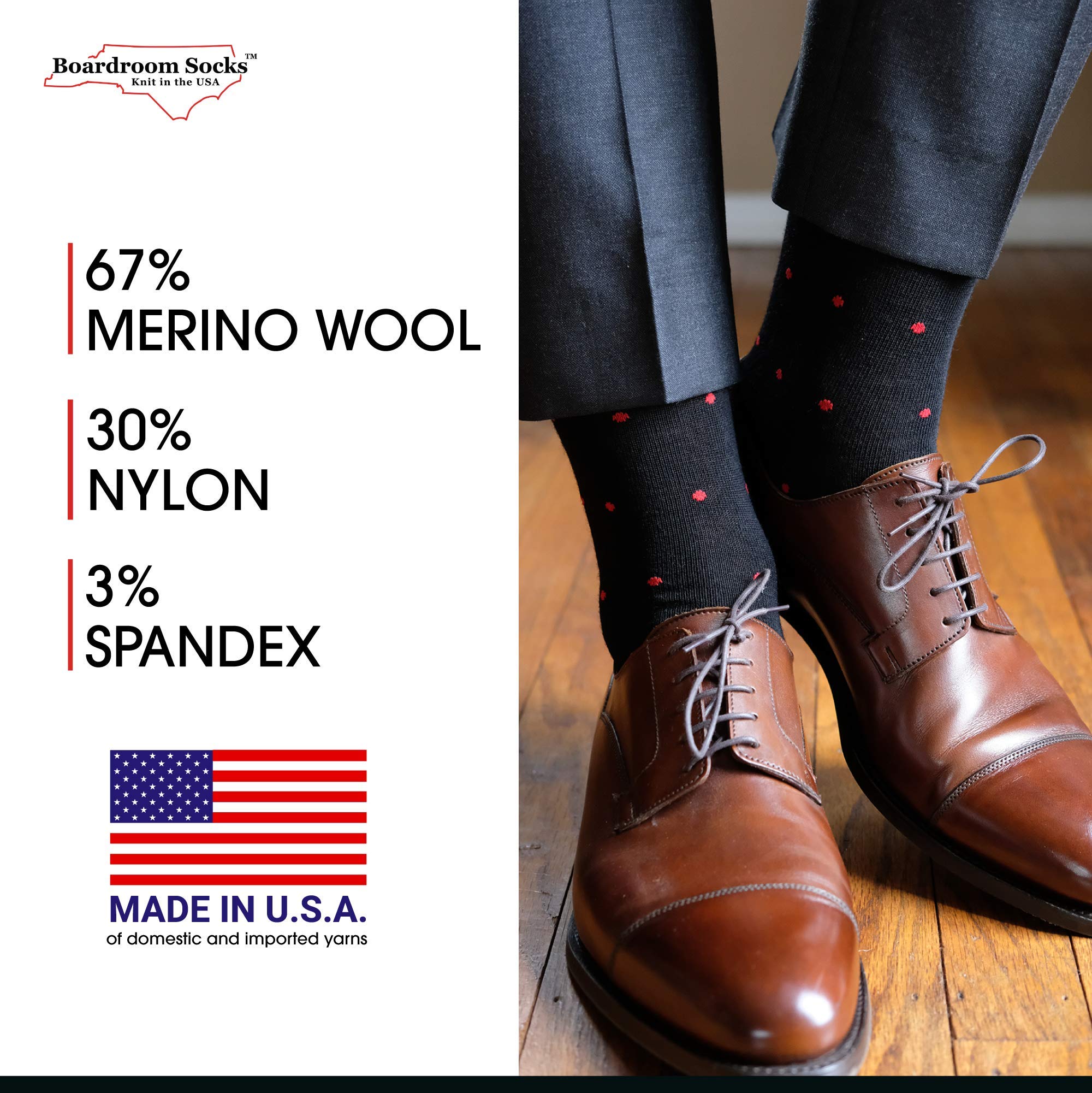 Premium Merino Wool Over-the-Calf Dress Socks for Men - Breathable, Comfortable & Stylish Patterned Socks for Business, Office & Formal Occasions