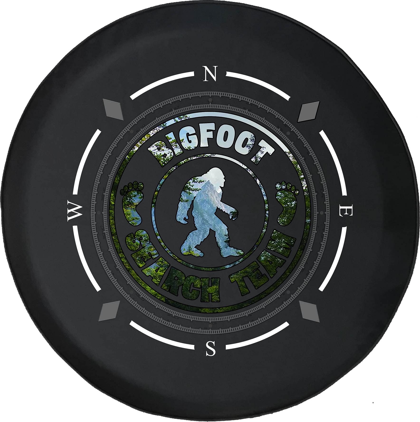 Pike Outdoors Spare Tire Cover with Compass & Bigfoot Design - Universal Fit for SUV, Trailer, RV & Most Vehicles | Waterproof & UV Resistant | Perfect for Camping, Off-Road Adventures & Outdoor Exploration