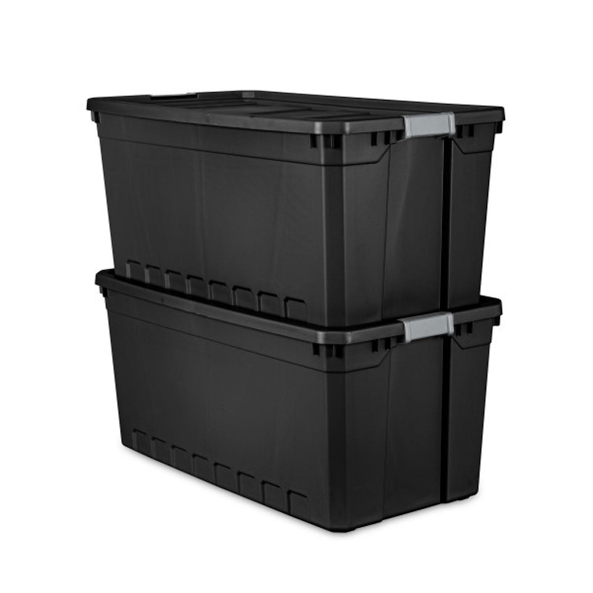 Sterilite 6-Pack 50 Gallon Black Plastic Storage Bins with Lids - Stackable Organizing Containers for Home, Garage & Office Storage Solutions