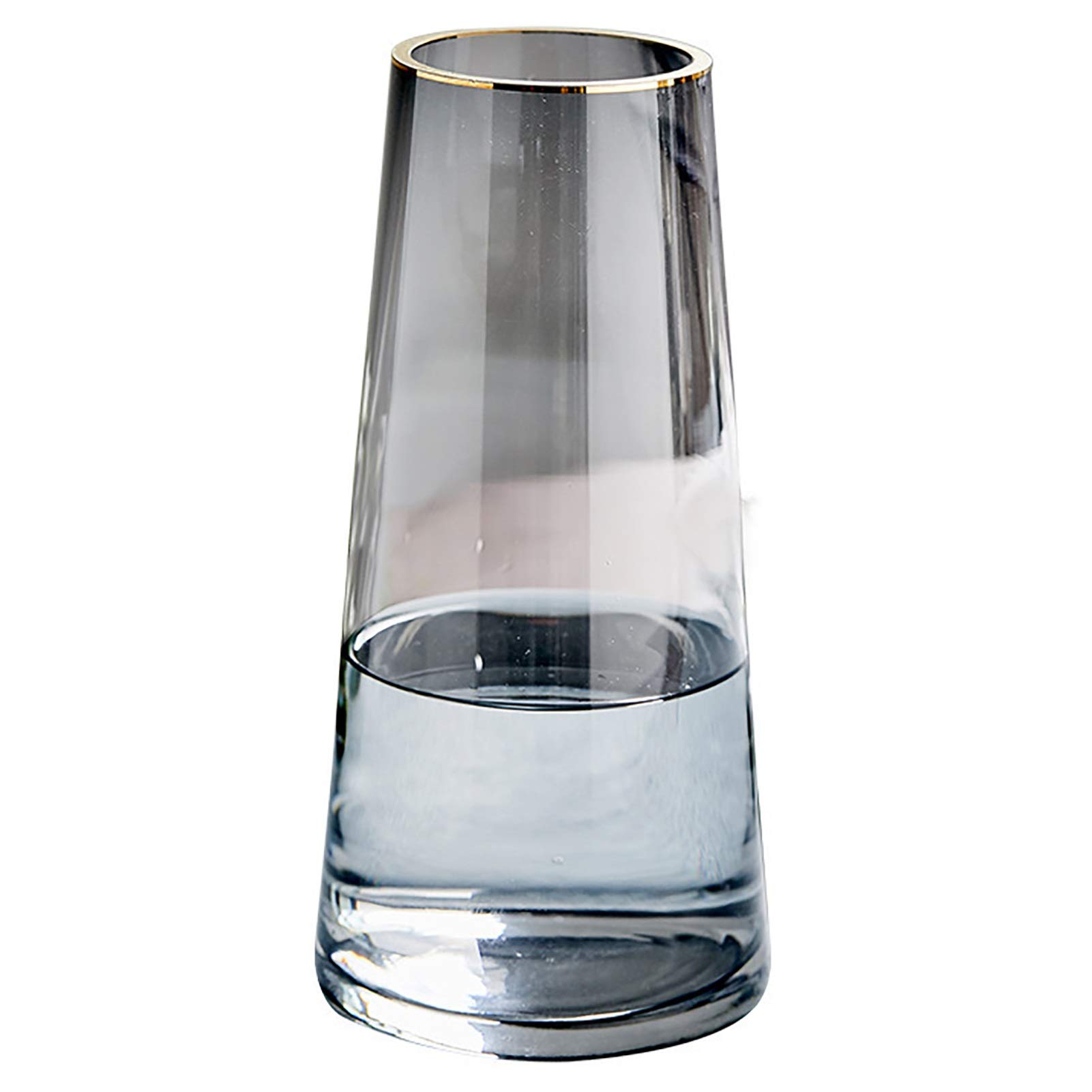 BCGT Glass Flower Vase - Crystal Clear Terrarium Planter for Hydroponic Plants, Small Gray Bud Vase - Perfect for Home Decor, Office Centerpiece & Wedding Arrangements