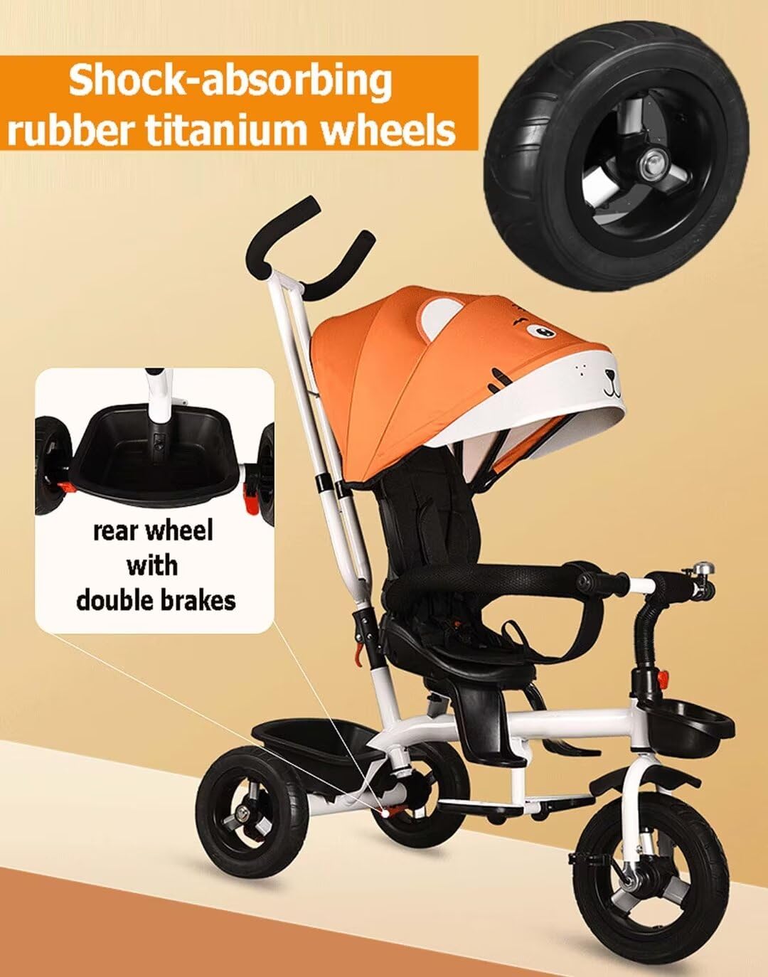 Best Reversible Stroller for Toddlers 1.5-5 Years Old - 3-Wheel Baby Pushchair with Adjustable Canopy, Reclining Seat & Safety Belt | Comfortable Ride for Park Walks, Shopping & Travel (Titanium Wheels)