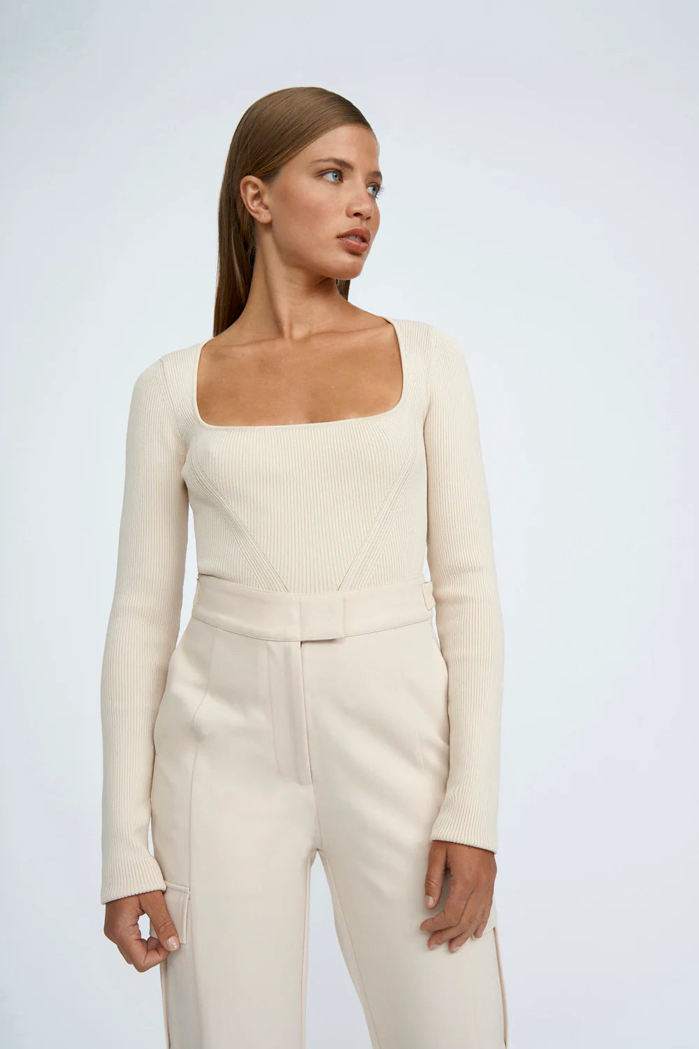 COBIE KNIT TOP in Sand - Women's Casual Knit Sweater for Everyday Wear, Office & Outings