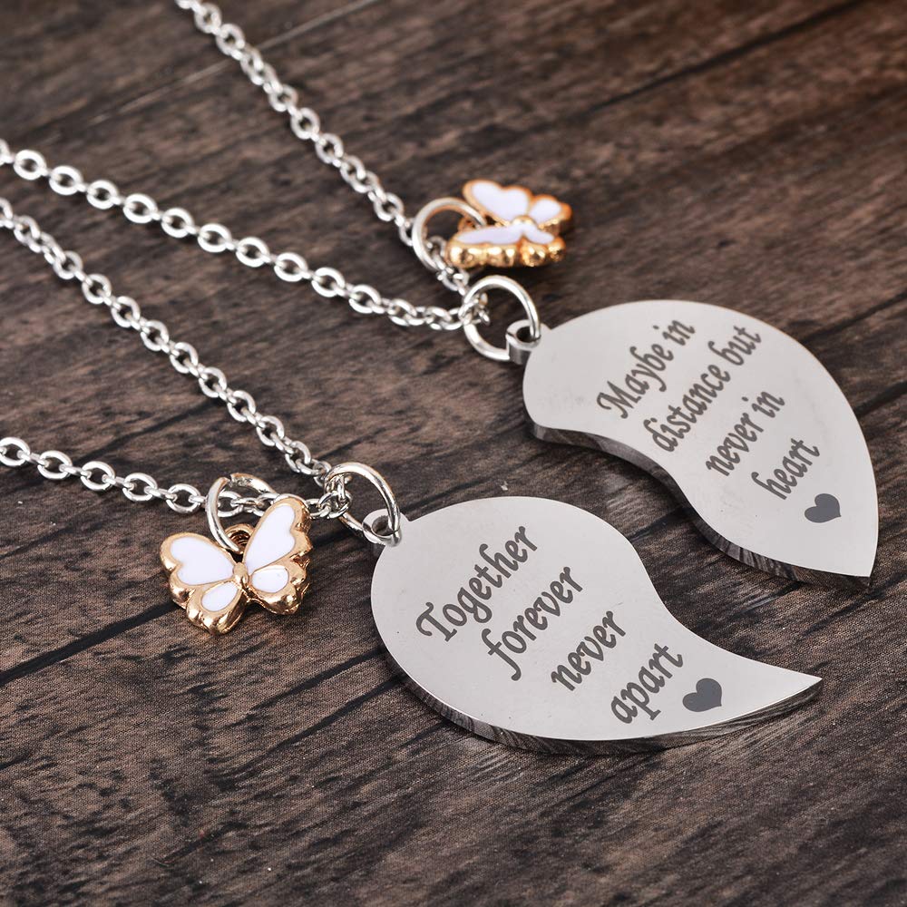 MJartoria BFF Necklace Set of 2 - Matching Heart Friendship Pendants for Best Friends, Valentine's Day & Birthday Gifts - Perfect for Anniversaries, Sister Jewelry or Couple's Keepsake