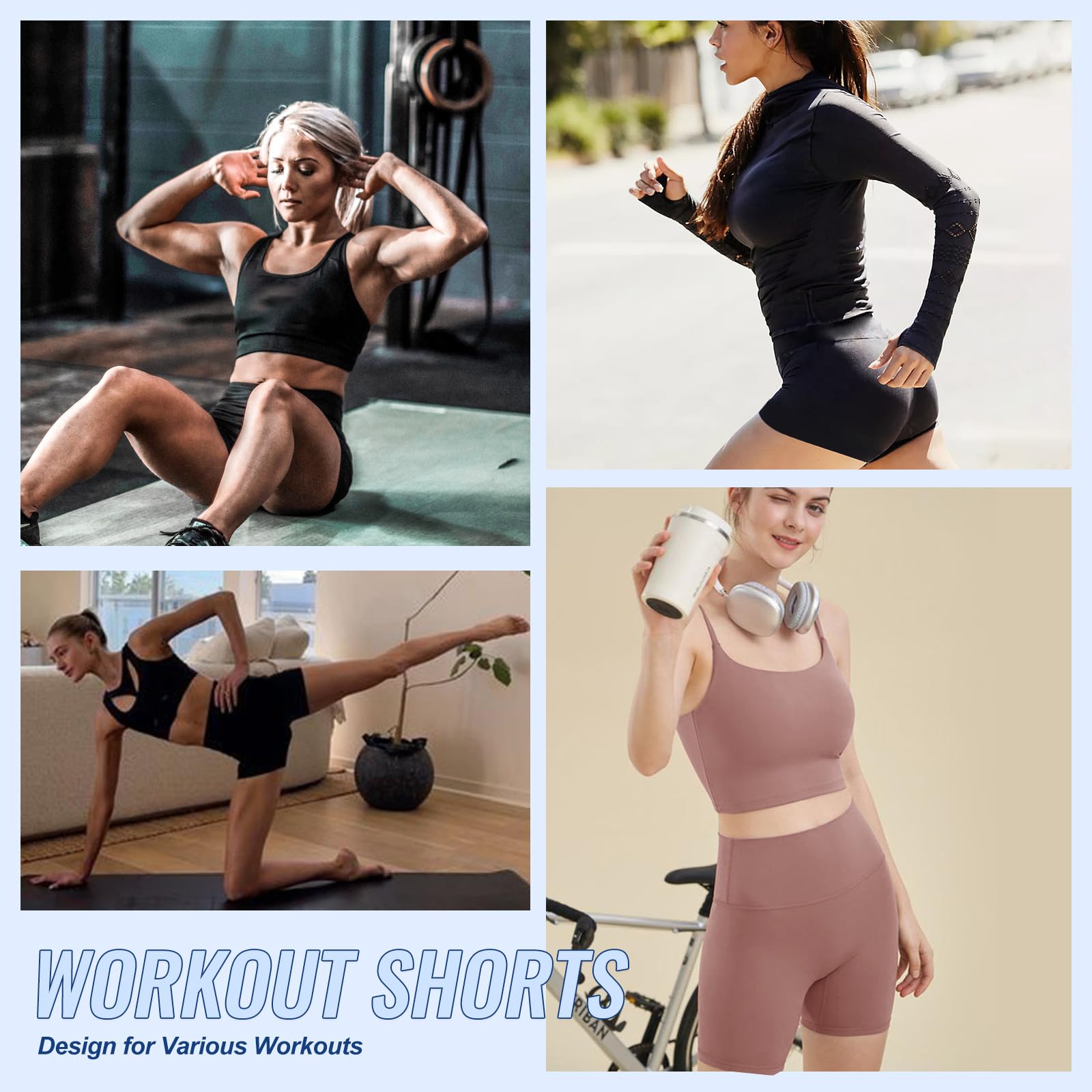 3 Pack High Waisted Biker Shorts for Women - 3
