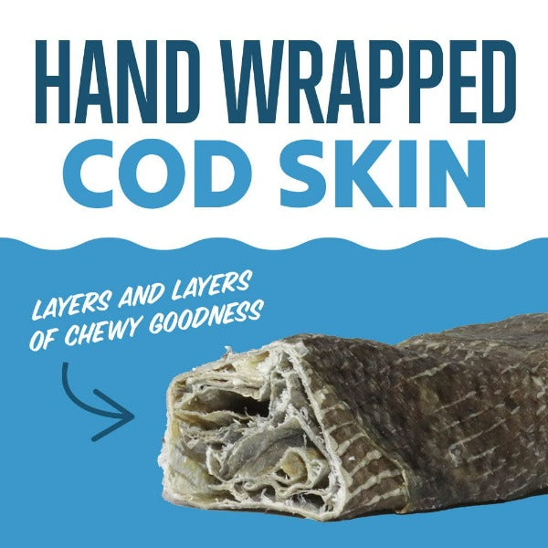 Premium Icelandic Hand-Wrapped Cod Skin Dog Treats - All-Natural, High-Protein Chews for Dental Health - Perfect for Training, Rewards & Long-Lasting Chewing Fun