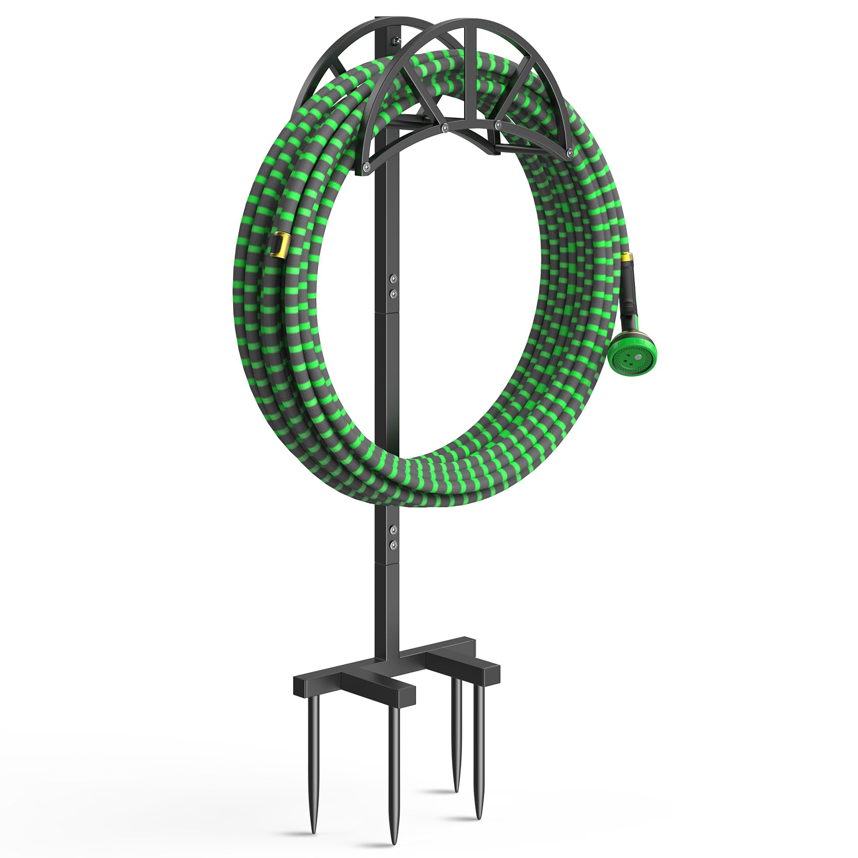 Mr IRONSTONE Heavy Duty Freestanding Garden Hose Holder with 4 Ground Spikes & Stainless Steel Screws - Outdoor Hose Stand Organizer for 150ft Hose - Perfect for Yard, Lawn, and Garden Watering Storage