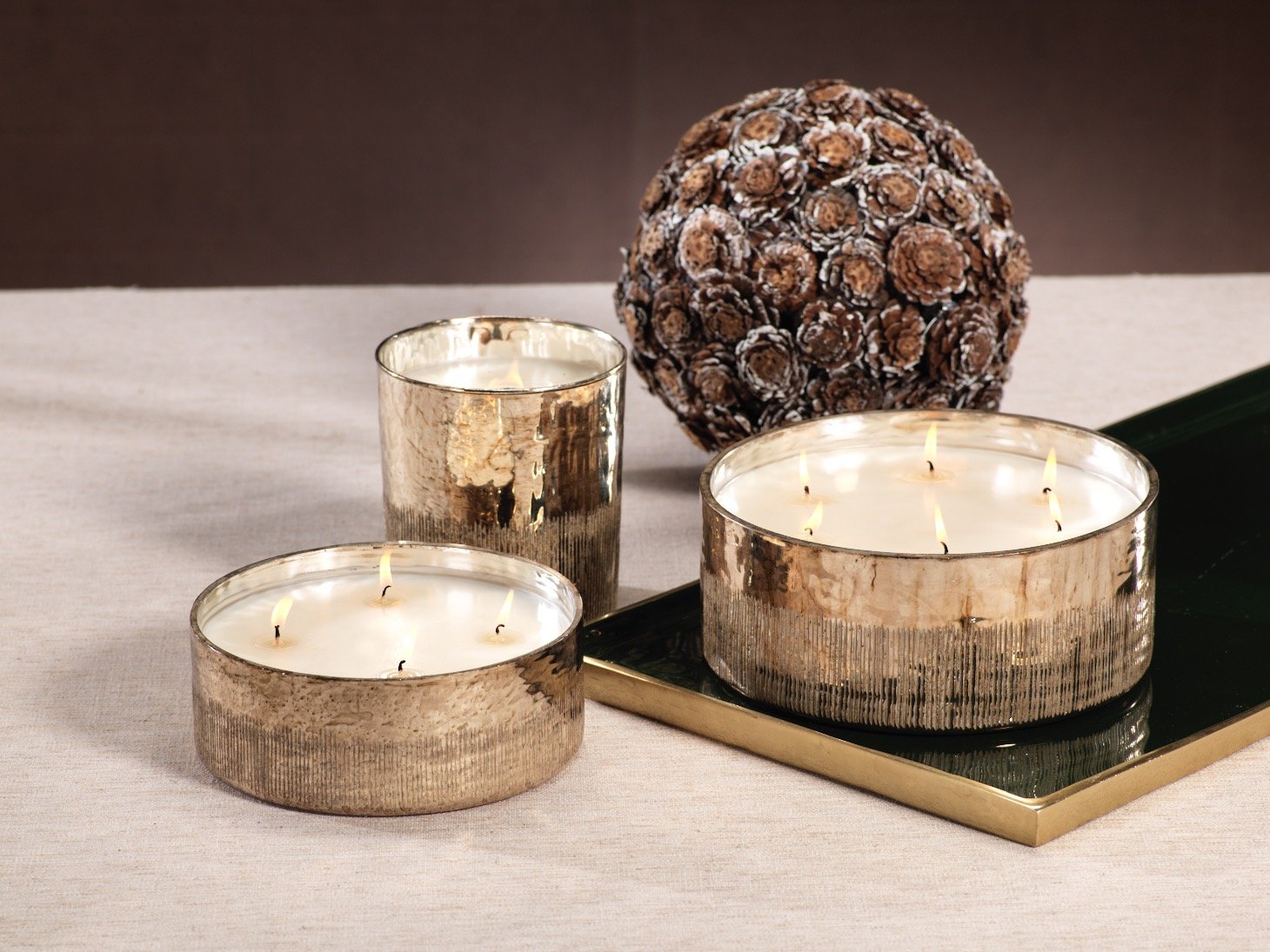 Zodax Siberian Fir Scented Jar Candles - Antique Gold & Silver, 4 Wick, 23 Ounce, 75 Hour Burn Time - Perfect for Home Decor, Relaxation & Holiday Gifts
