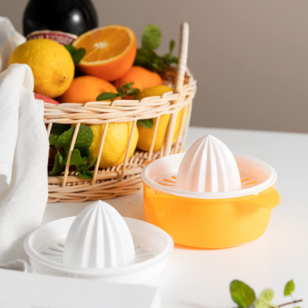 DOITOOL 2-Pack Manual Citrus Juicer - Handheld Lemon Lime Orange Squeezer with Drip-Free Cup, Garlic Press & Grater - BPA-Free Plastic for Fresh Juice, Cocktails, Cooking & Baking