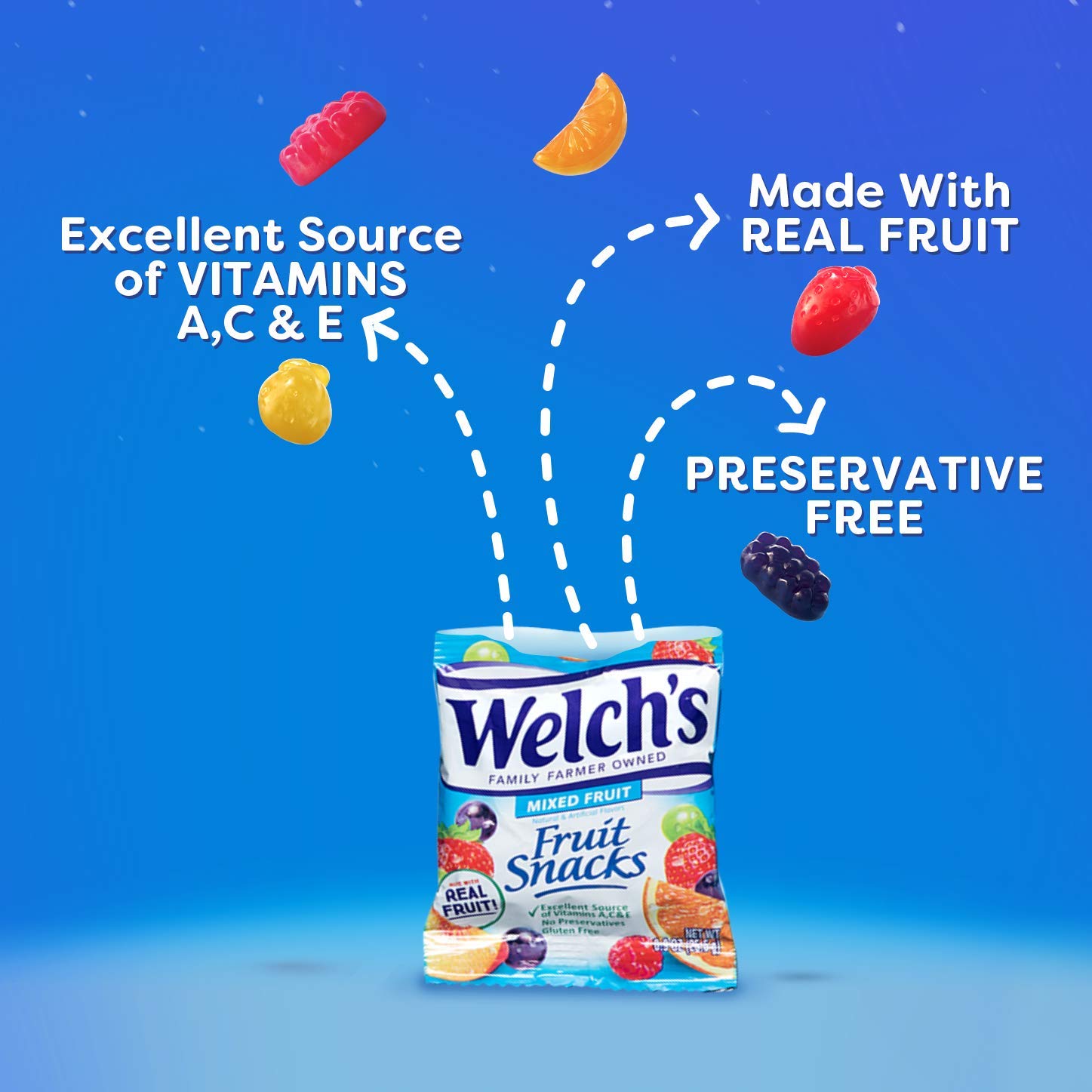 Welch's Mixed Fruit Snacks - Gluten Free, 0.9oz Single Serve Bags (66 Count Bulk Pack) | Healthy On-the-Go Snack for Kids Lunch, School, Travel & Office