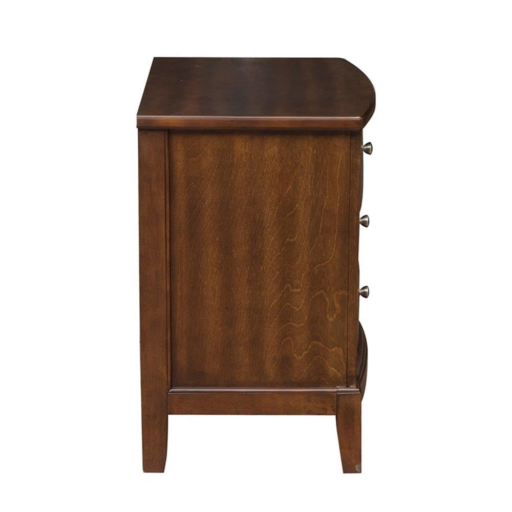 Homelegance Cotterill 3-Drawer Nightstand in Cherry Finish - Stylish Bedside Table for Bedroom with Storage Space - Perfect for Small Spaces, Apartments & Guest Rooms