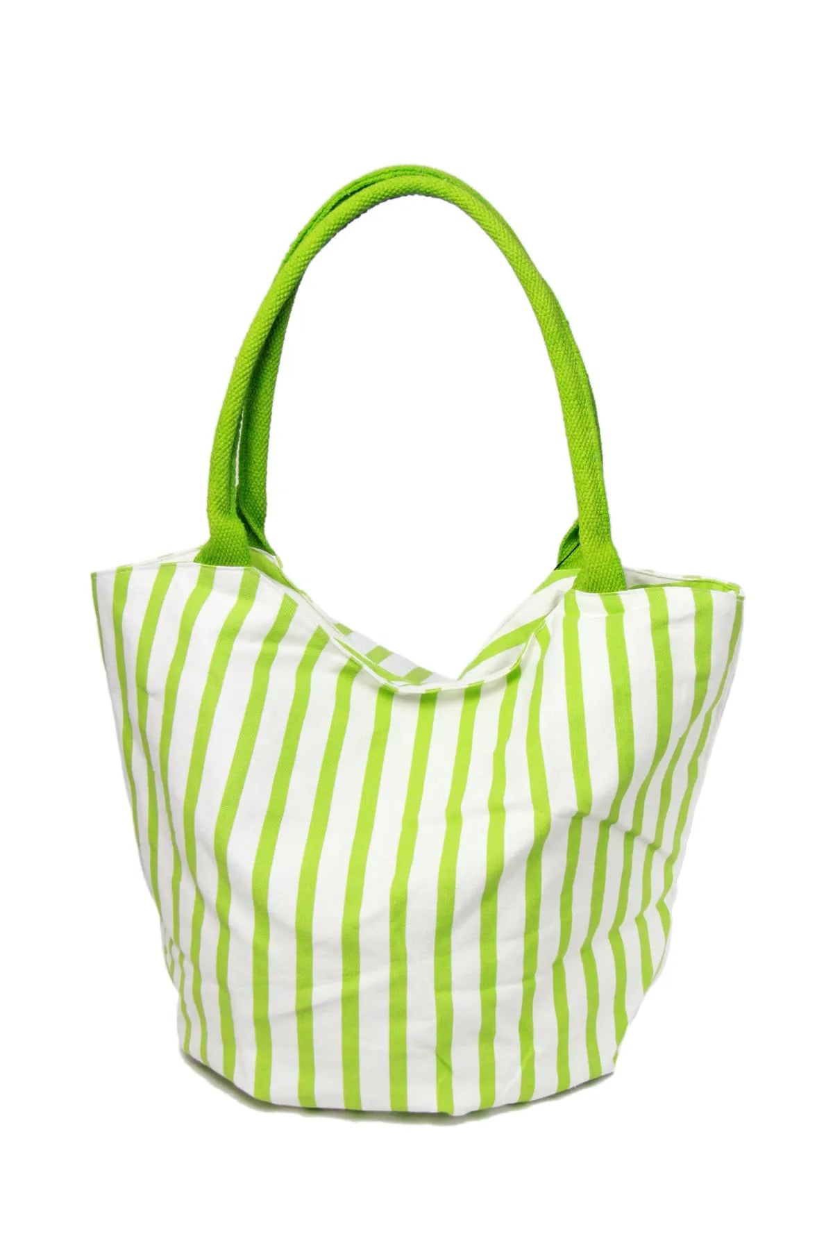 Stylish Green and White Striped Tote Bag - Trendy Fashion Accessory for Women, Perfect for Shopping, Beach, and Daily Use