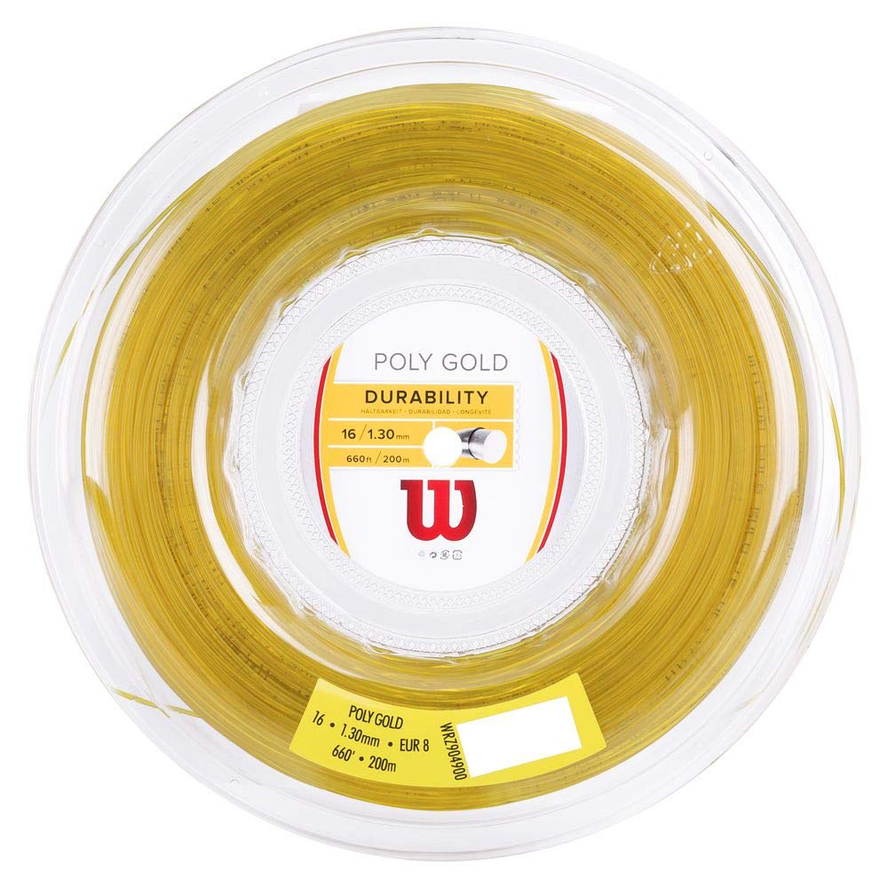 Wilson Unisex Poly Tennis String Reel - 1.3mm Gold for Tennis Racket Restringing | Durable Synthetic Gut for Recreational & Competitive Players
