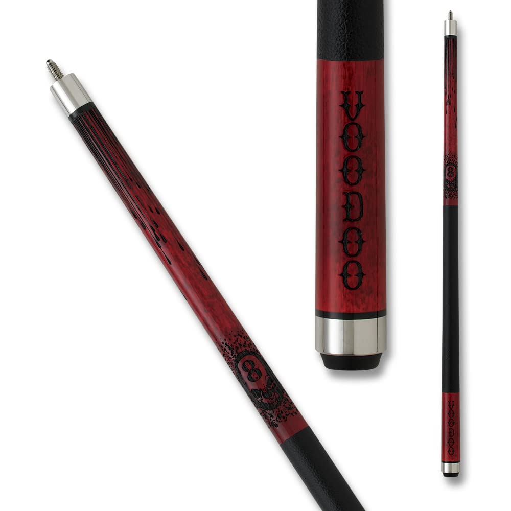 VOODOO Billiards Pool Cue Stick - Premium Blood Red & Black Magic Design - Professional Billiard Accessory for Pool Halls, Game Rooms & Home Entertainment