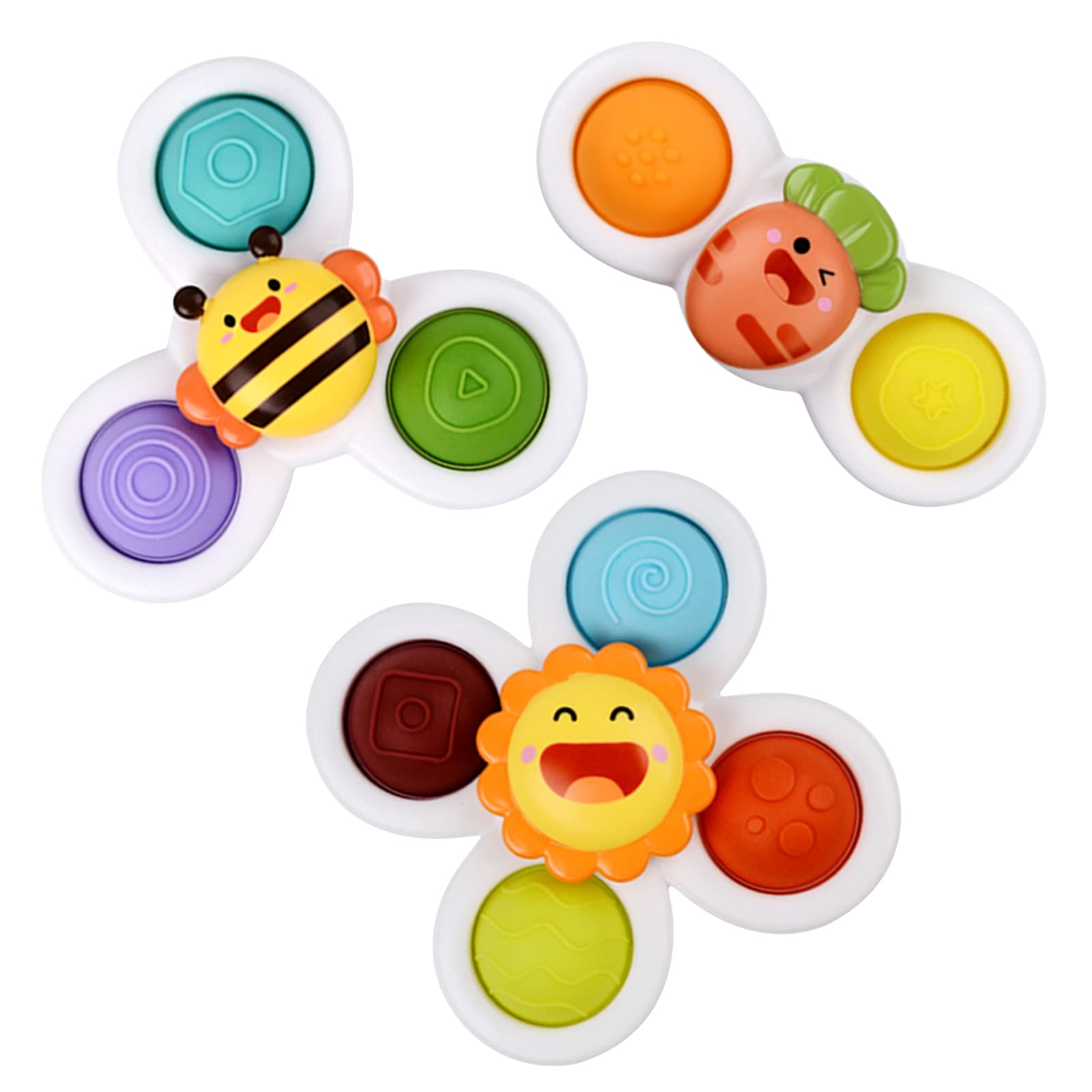 Best Suction Cup Baby Toys - 3 Pack Sensory Fidget Spinner for Toddlers 1-3 Years | Educational Bath & Learning Toy for Kids | Perfect for Stress Relief, Autism Therapy & Early Childhood Development