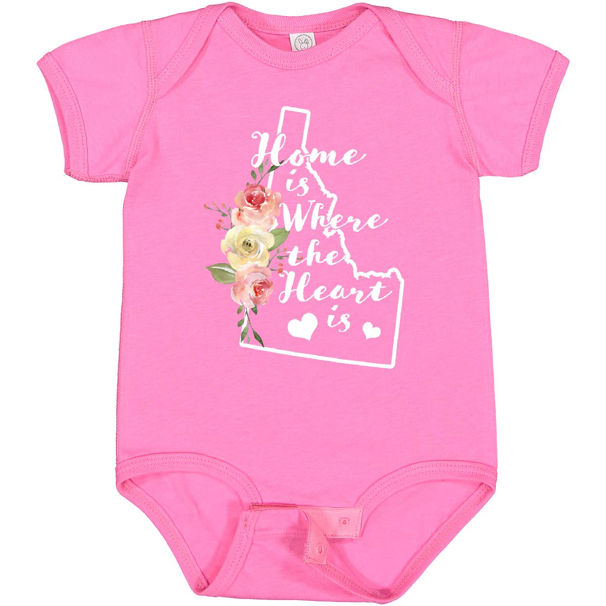 Inktastic Idaho Home is Where The Heart is - Watercolor Floral Baby Bodysuit for Newborns & Infants | Soft Cotton Onesie for Gifts, Photos & Everyday Wear