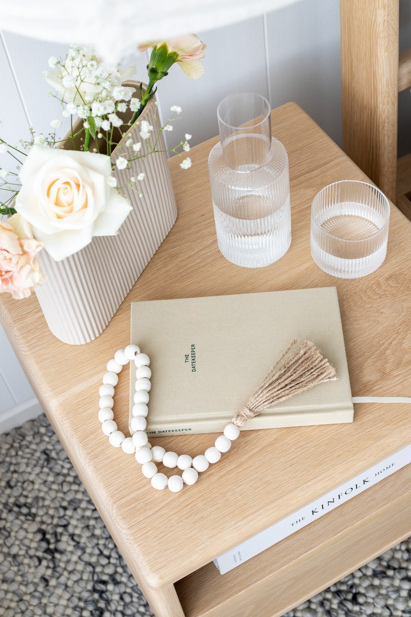 FERM LIVING Ripple Carafe Set - 17oz Glass Water Pitcher with Elegant Wave Design for Home, Kitchen & Dining Table Decor | Perfect for Serving Juice, Iced Tea & Cocktails