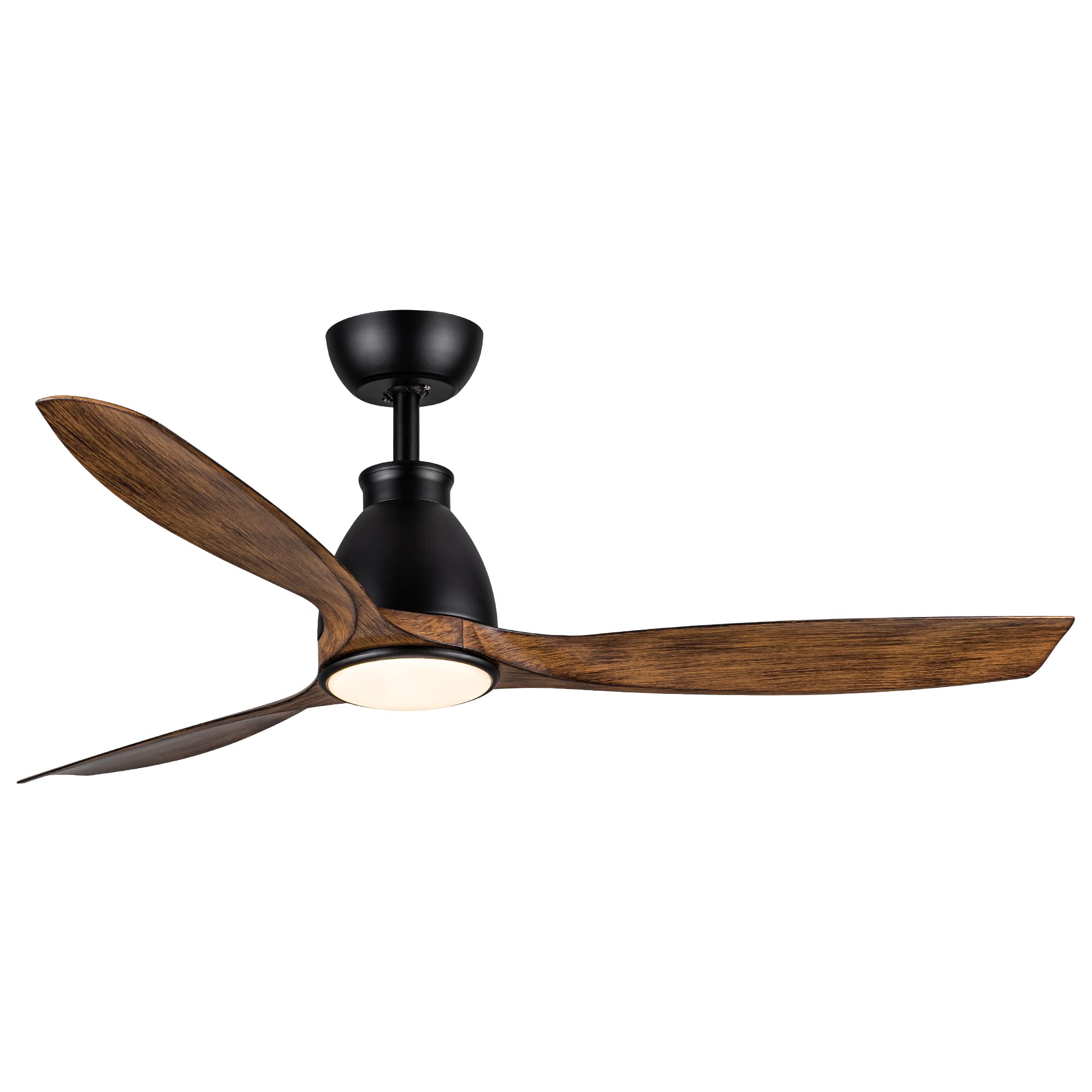 LKTART 52 Inch Modern Ceiling Fan with Light Kit - Remote Control, 6 Speeds, 3 Timer Settings, Dimmable LED Light, Reversible DC Motor, Black Wooden Grain ABS Blades - Perfect for Farmhouse, Bedroom, Living Room and Office Spaces
