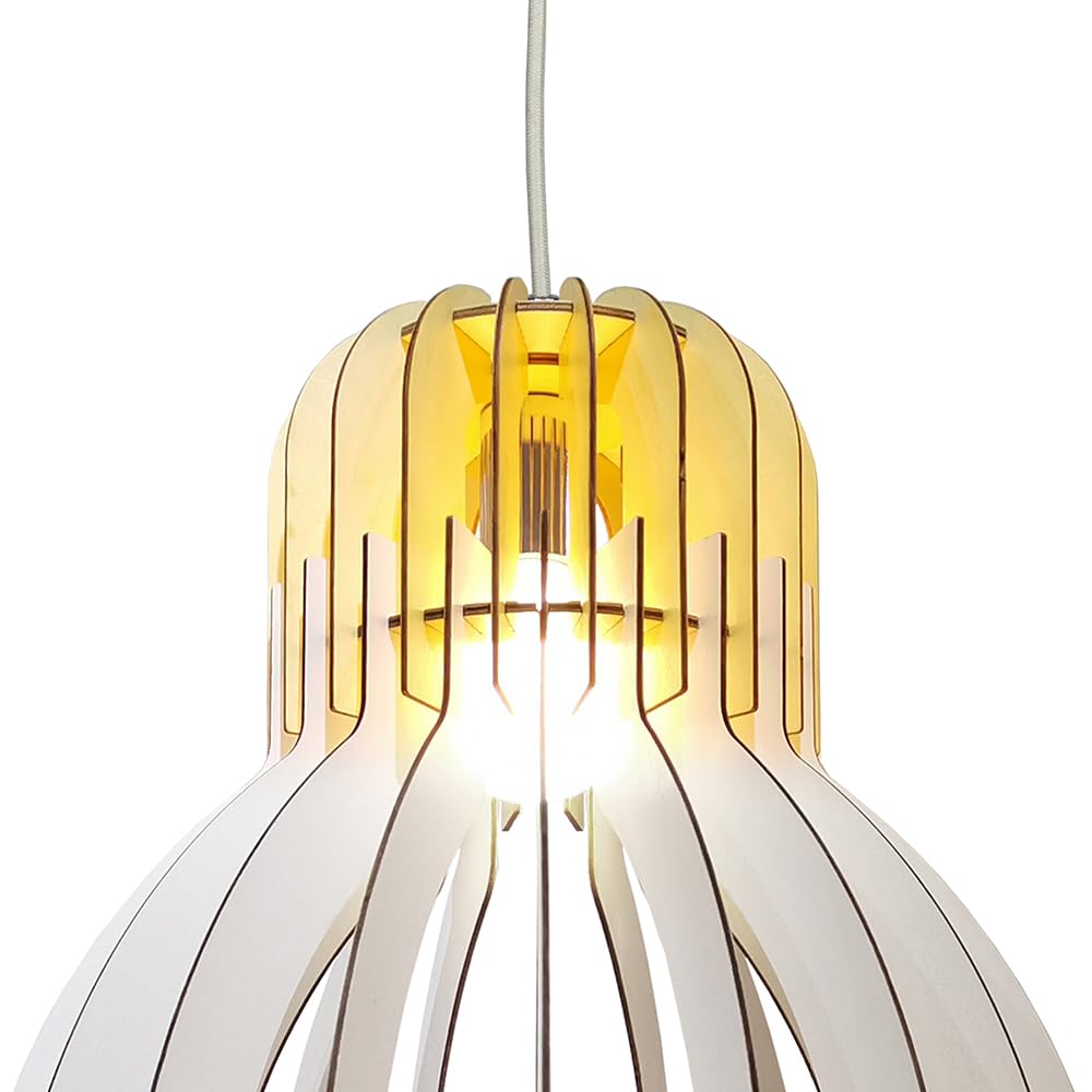 JU05P16WH 1-Light Single Pendant Light Fixture in White - Modern Minimalist Hanging Light for Kitchen Island, Dining Room & Bedroom