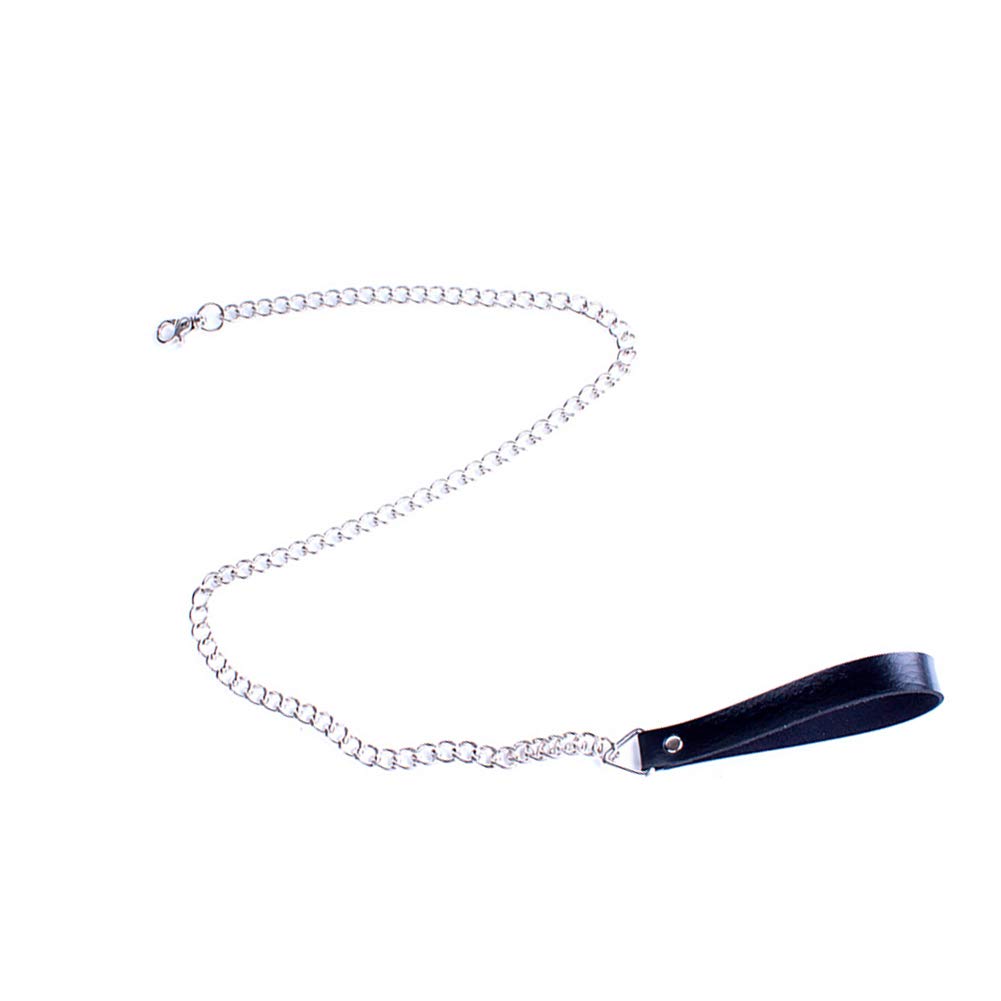 FST Faux Leather BDSM Leash with Metal Chain - Adjustable Choker Necklace for Adults, Bondage & Role Play Accessories - Perfect for Couples Play, BDSM Games & Sensual Exploration