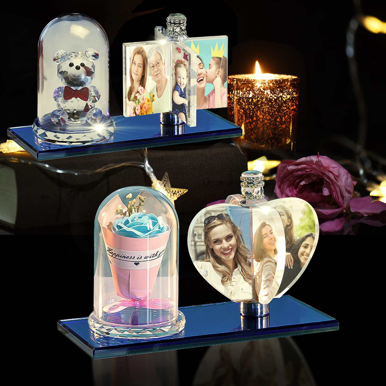 Custom 3D Photo Crystal Lamp - Personalized Windmill Photo Frame with Pictures | Unique Anniversary, Birthday & Christmas Gift | Perfect for Home Decor, Night Light & Special Occasions