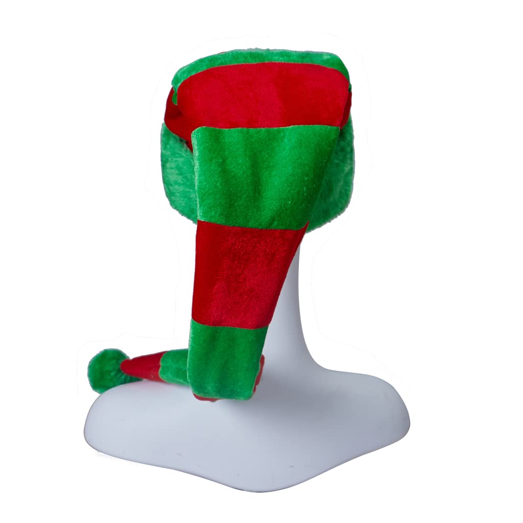 Festive Christmas Elf Hat for Adults - Striped Santa Hat with Long Tail, Soft Felt Holiday Party Headwear - Perfect for Xmas Parties, Costume Events & Festive Gatherings