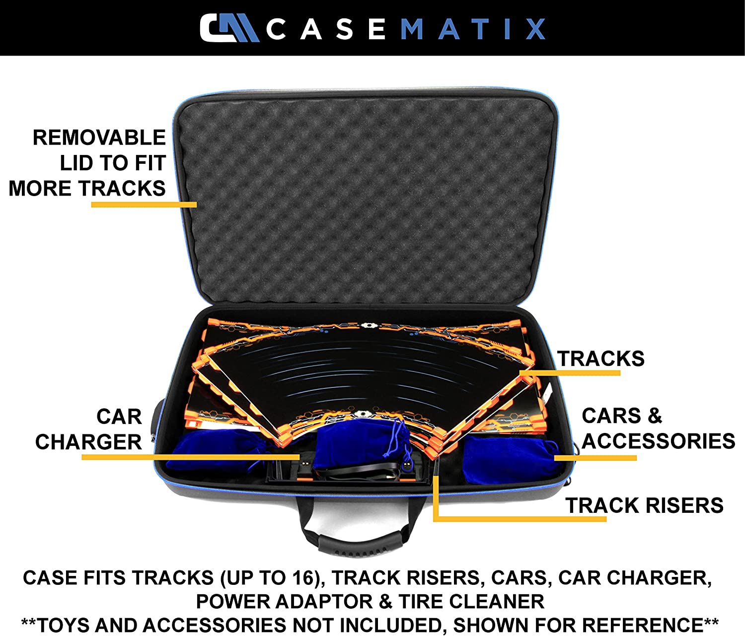 CASEMATIX Garage Box Storage Case for Anki Overdrive Starter Kit - Holds Tracks, Supercars & Charging System - Durable Organizer for Racing Game Accessories - Perfect for Home Play & Travel Storage