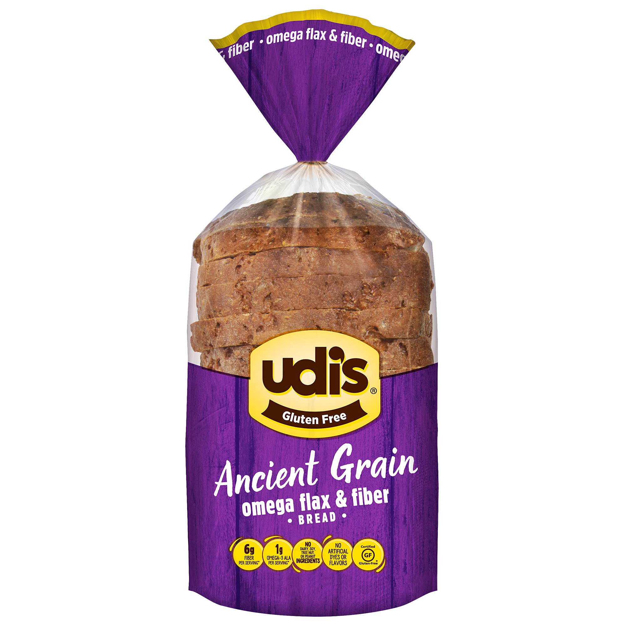 Udi's Gluten Free Soft Sandwich Bread - Ancient Grain Omega, Sliced 14.2 oz Loaf | Healthy Wheat-Free Alternative for Sandwiches, Toast & School Lunches