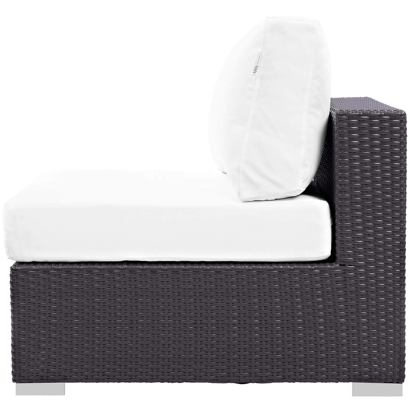 Modern Outdoor Patio Lounge Set - 3-Piece Wicker Sofa, Chair & Coffee Table with Fire Pit - White Rattan Furniture for Backyard, Garden, Poolside Relaxation
