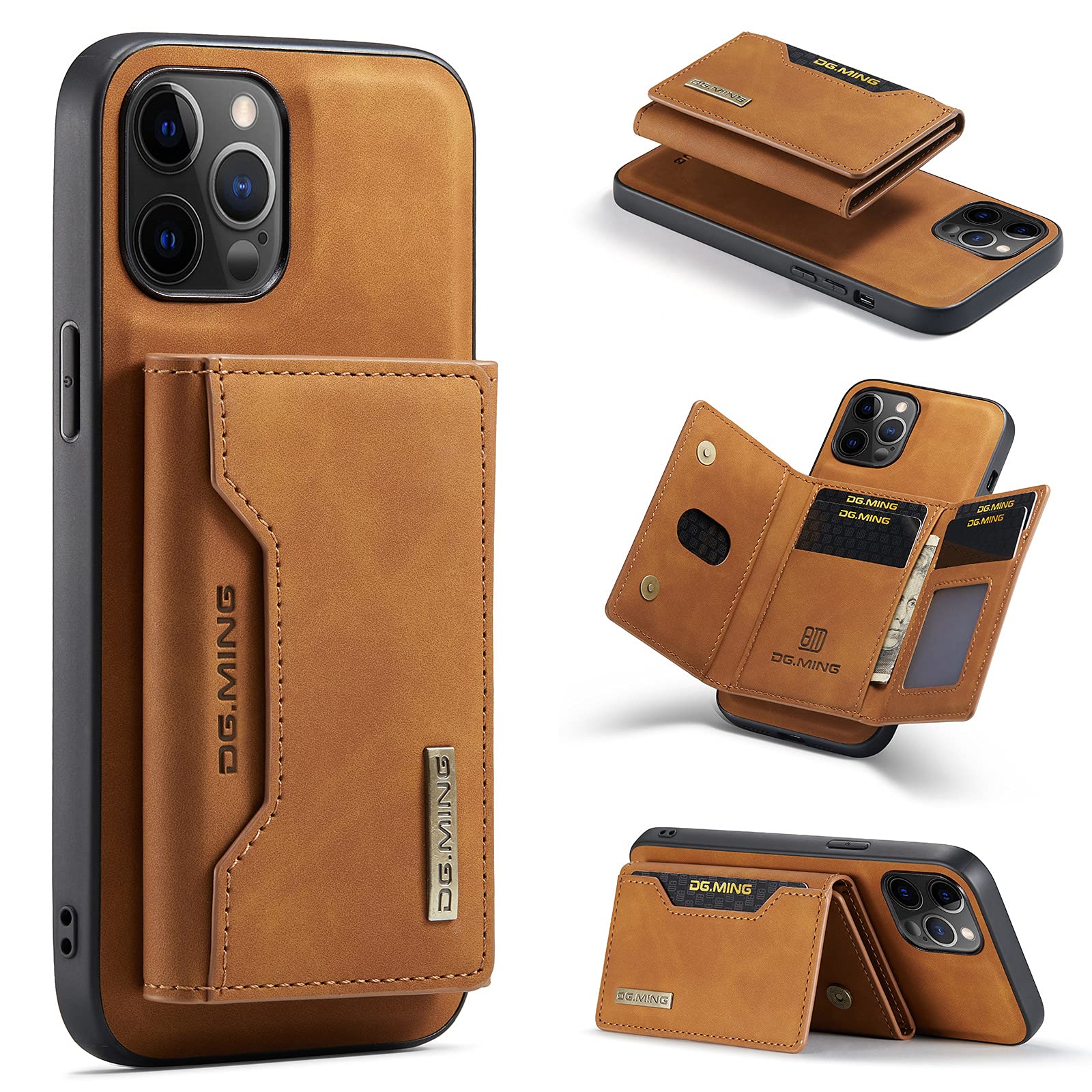 Magnetic Phone Case for iPhone 12/13 Pro Max 5G - Split Design with Built-in Card Holder | Slim Protective Cover for Everyday Use, Travel & Wireless Charging