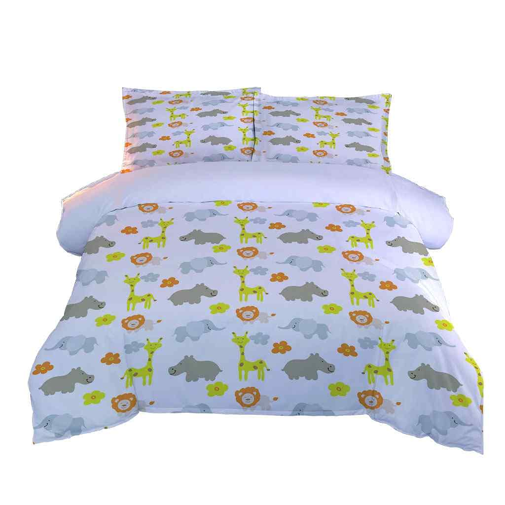 Queen Size 90x90 Inch Grey Hippopotamus Print Duvet Cover Set - Soft Microfiber Bedding with Zipper Closure & Corner Ties, Includes 2 Pillow Shams - Modern Animal Theme for Cozy Bedroom Decor