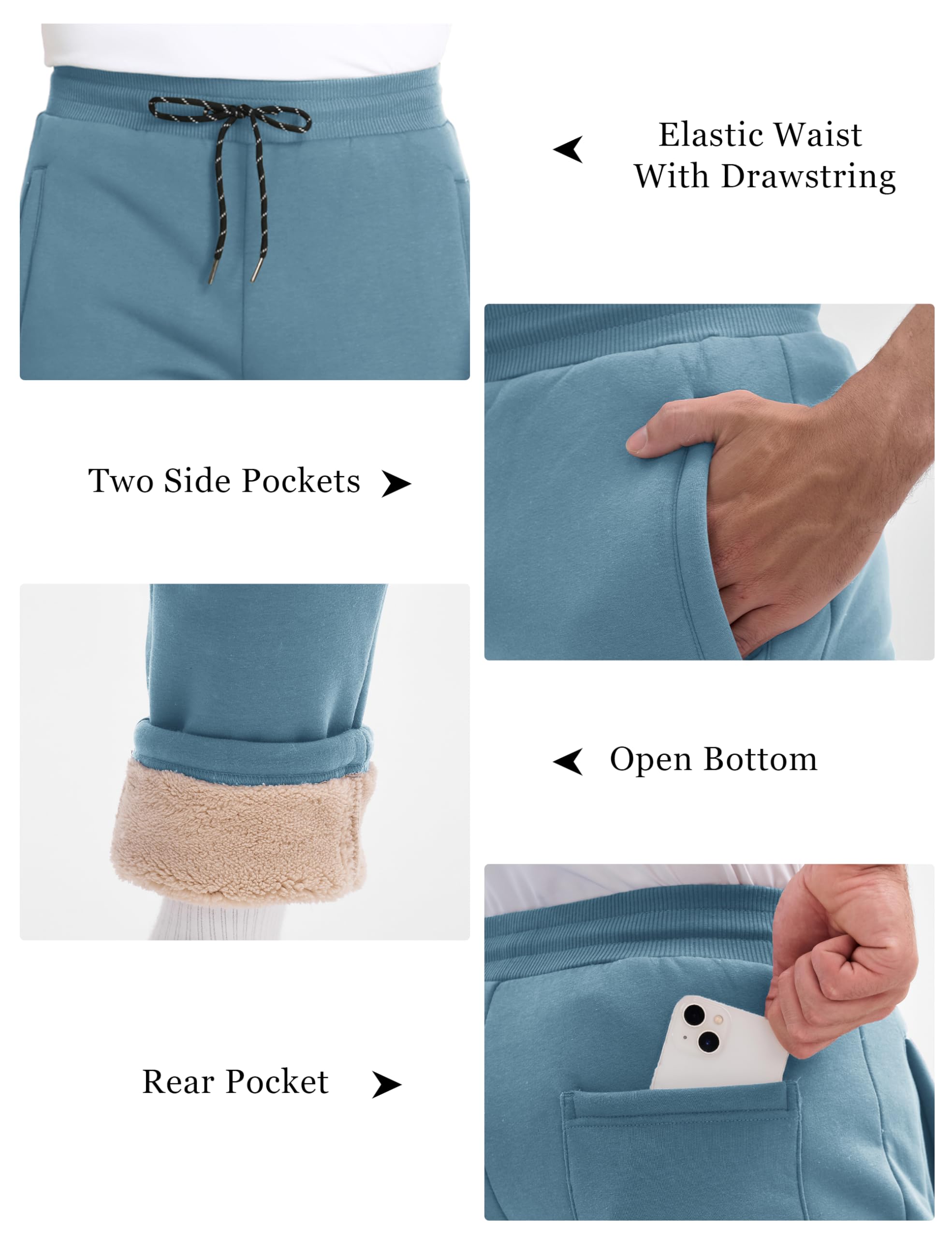 MAGCOMSEN Men's Winter Fleece Lined Sweatpants - Sherpa Lined Thermal Joggers for Cold Weather, Thickened Warm Athletic Pants for Running, Hiking & Outdoor Activities - Perfect for Winter Sports, Lounging & Casual Wear