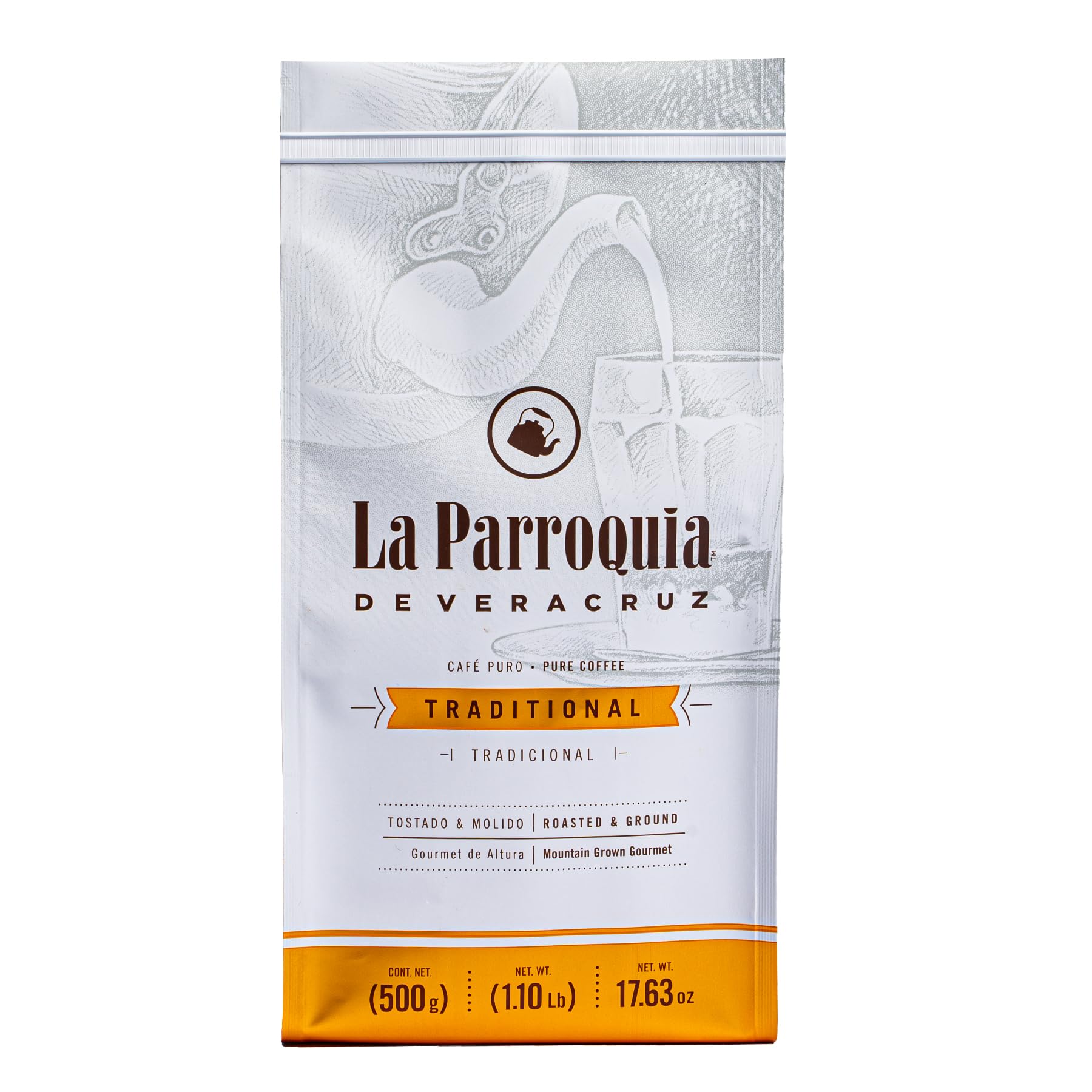 Premium Roasted & Ground Coffee 500g - La Parroquia de Veracruz Gourmet Blend | Rich & Aromatic Traditional Mexican Coffee | Perfect for Home Brewing, Office & Gift Giving