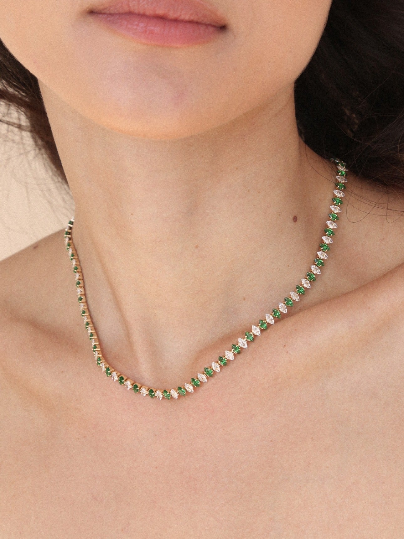 Exquisite Emerald Marquise Cut Necklace - 14K Gold Plated Elegant Jewelry for Women - Perfect for Weddings, Parties & Special Occasions