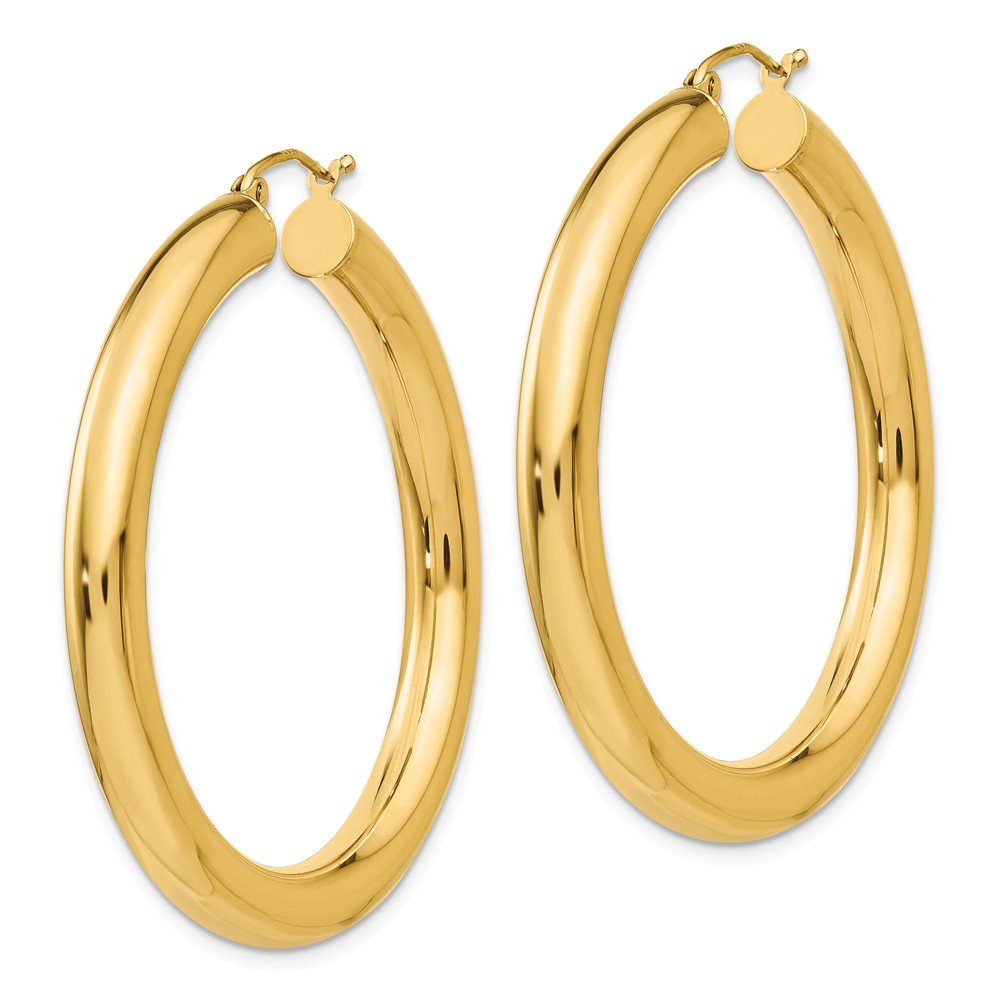 14K Yellow Gold 5mm Lightweight Hoop Earrings for Women - Classic Polished Circle Earrings for Everyday Wear, Gift Giving & Special Occasions