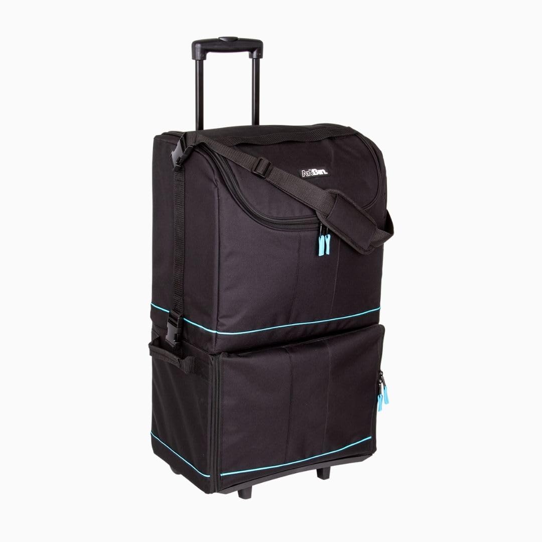 ArtBin 6922SP Rolling Portable Art & Craft Storage Organizer Bag with Wheels - Black/Aqua | Sewing Machine Carrier, Craft Supplies Organizer for Artists & DIY Projects