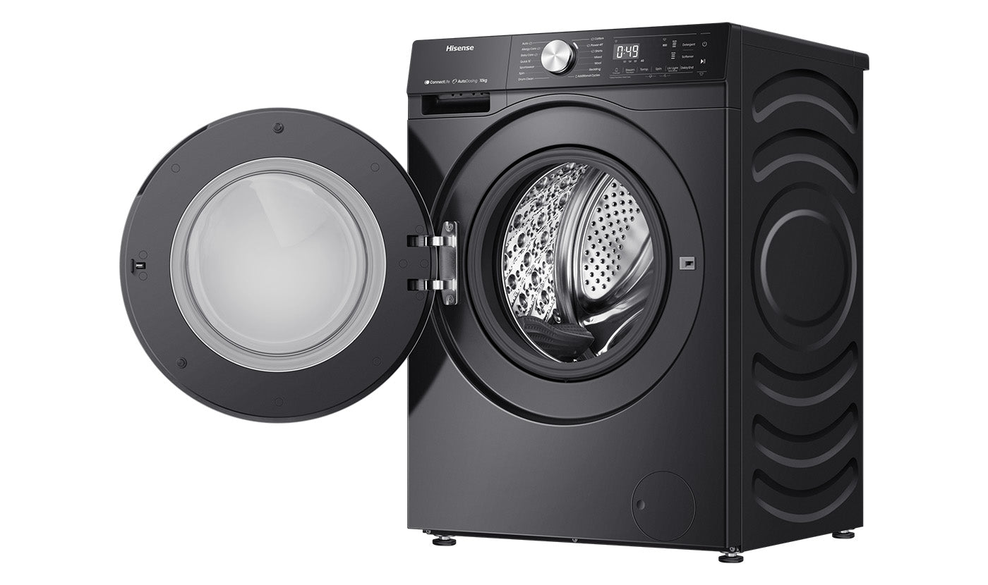 Hisense 10kg Series 7 Front Load Washing Machine - Energy Efficient, Quiet Operation, Large Capacity for Family Laundry - Perfect for Apartments & Homes (Charcoal Black HWFS1015AB)